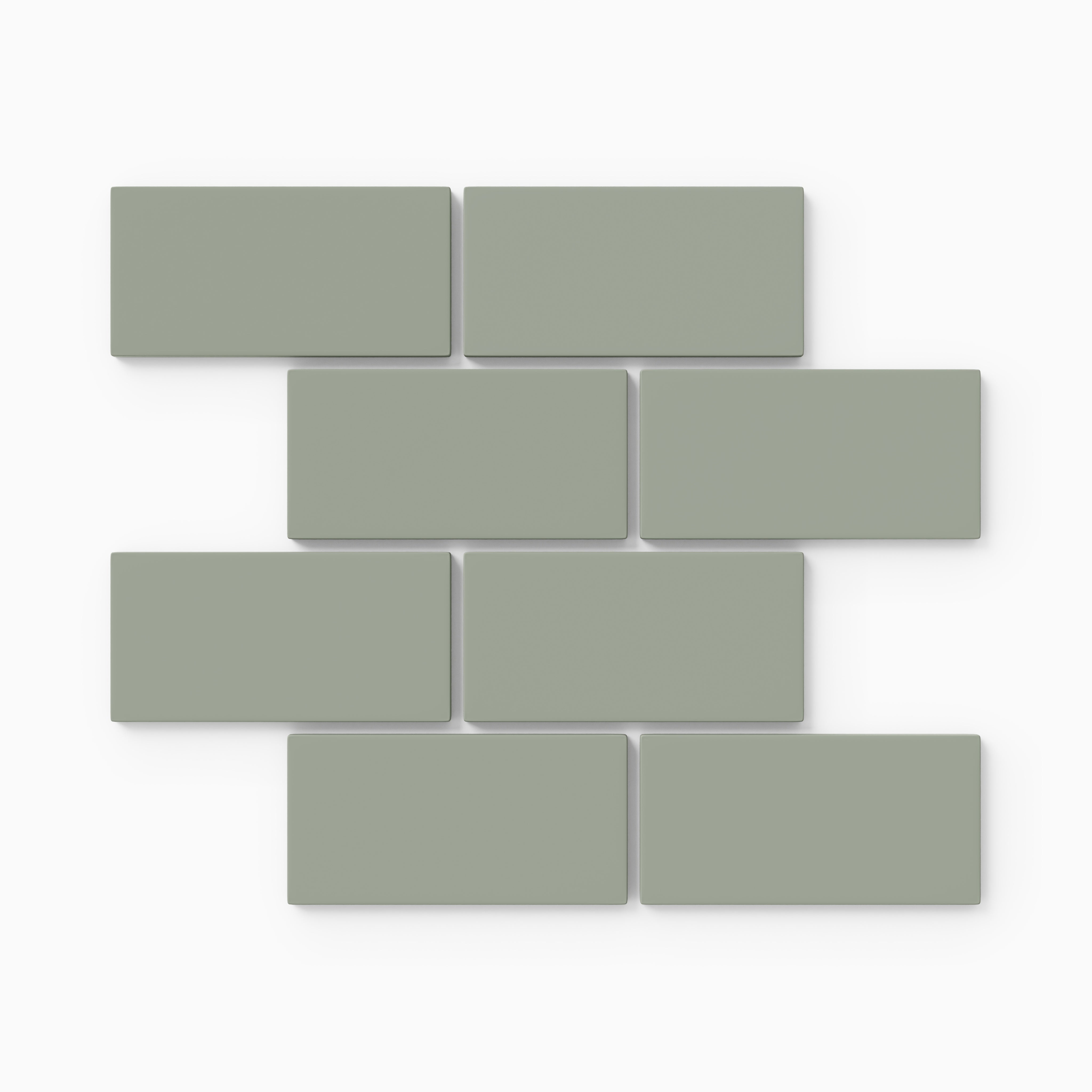 2x4 Half Offset Sheeted Natural Press Ceramic Mosaic Tile in Terre Verte Matte