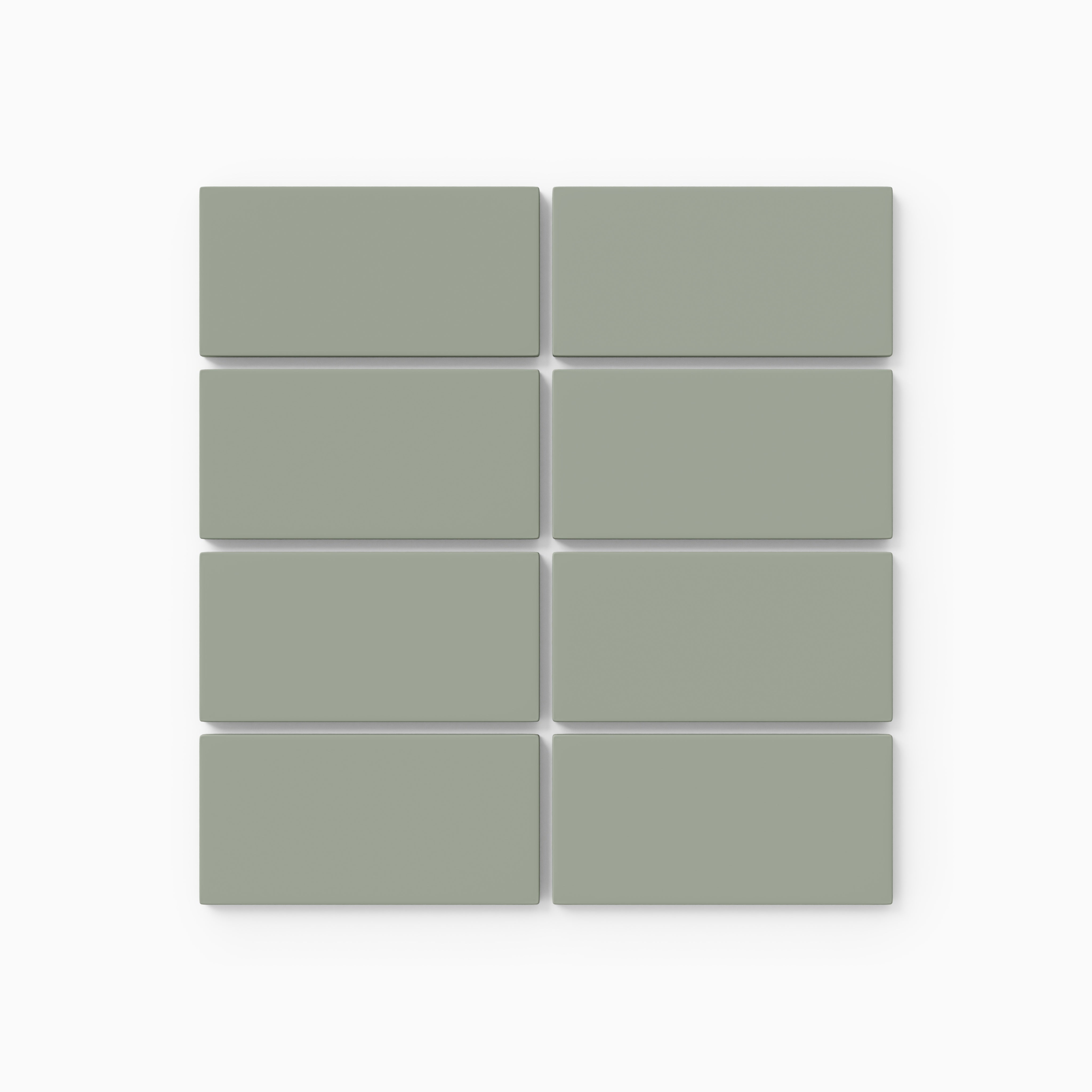 2x4 Straight Set Sheeted Natural Press Ceramic Mosaic Tile in Terre Verte Matte