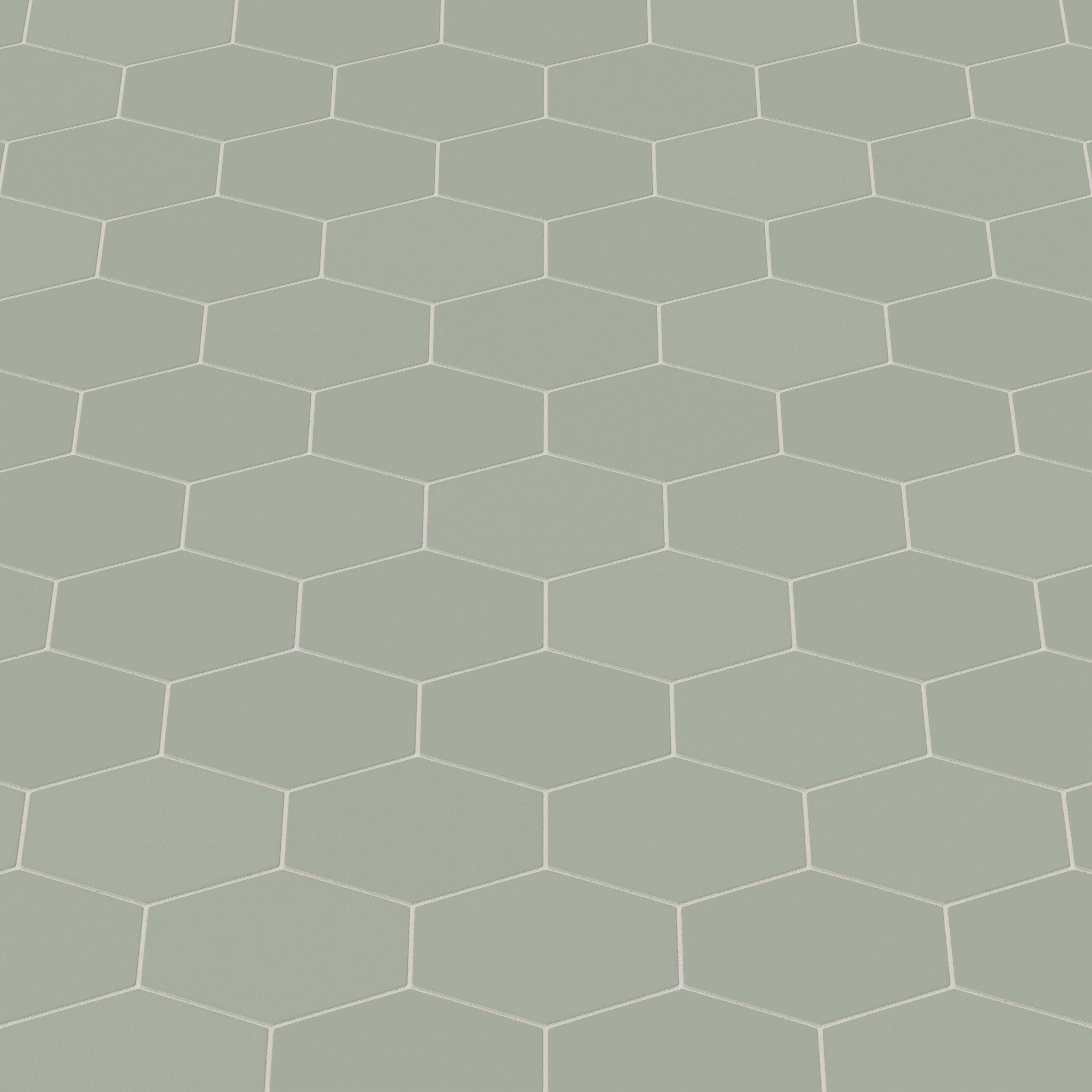 Elongated Hexagon Natural Press Ceramic Tile in Terre Verte Matte