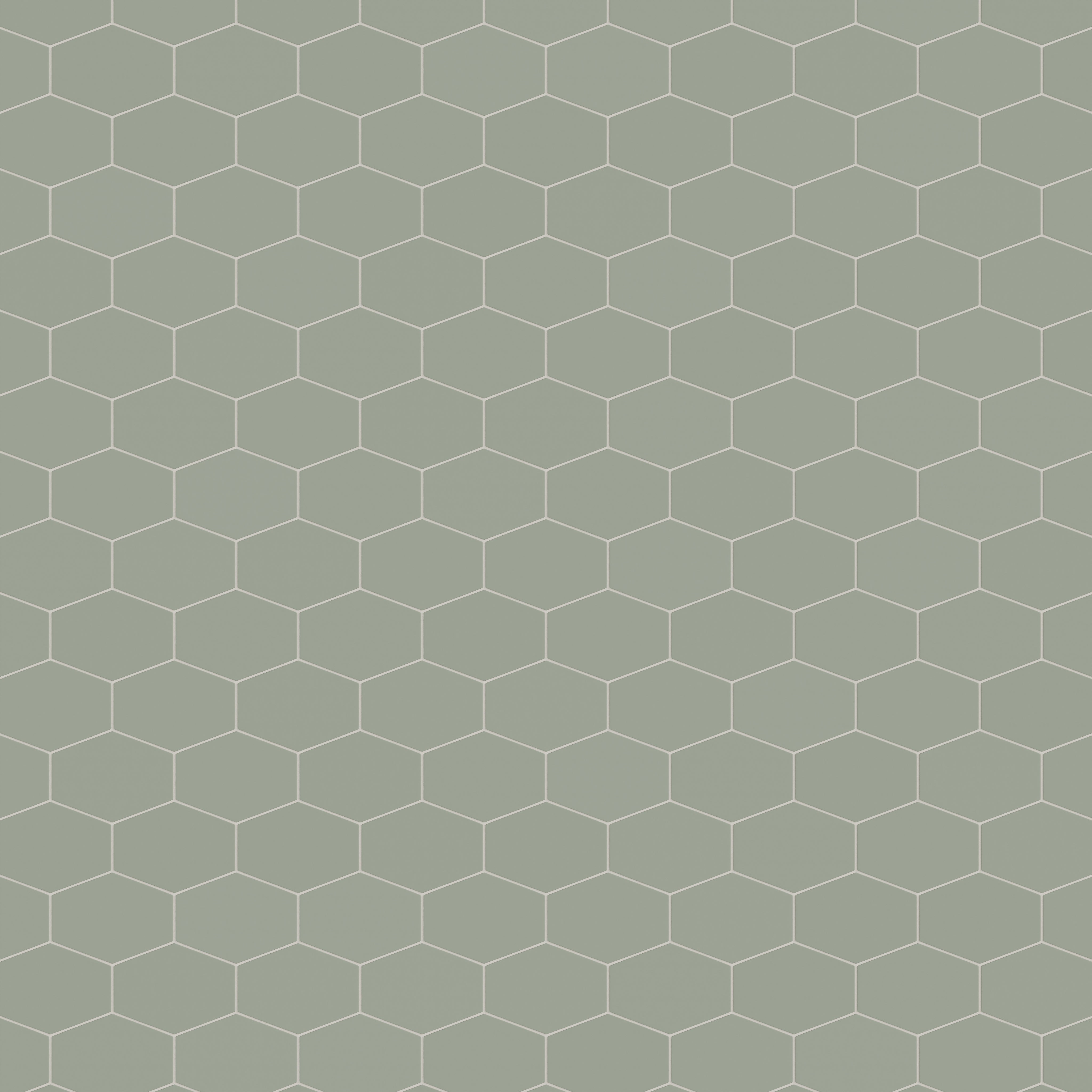 Elongated Hexagon Natural Press Ceramic Tile in Terre Verte Matte
