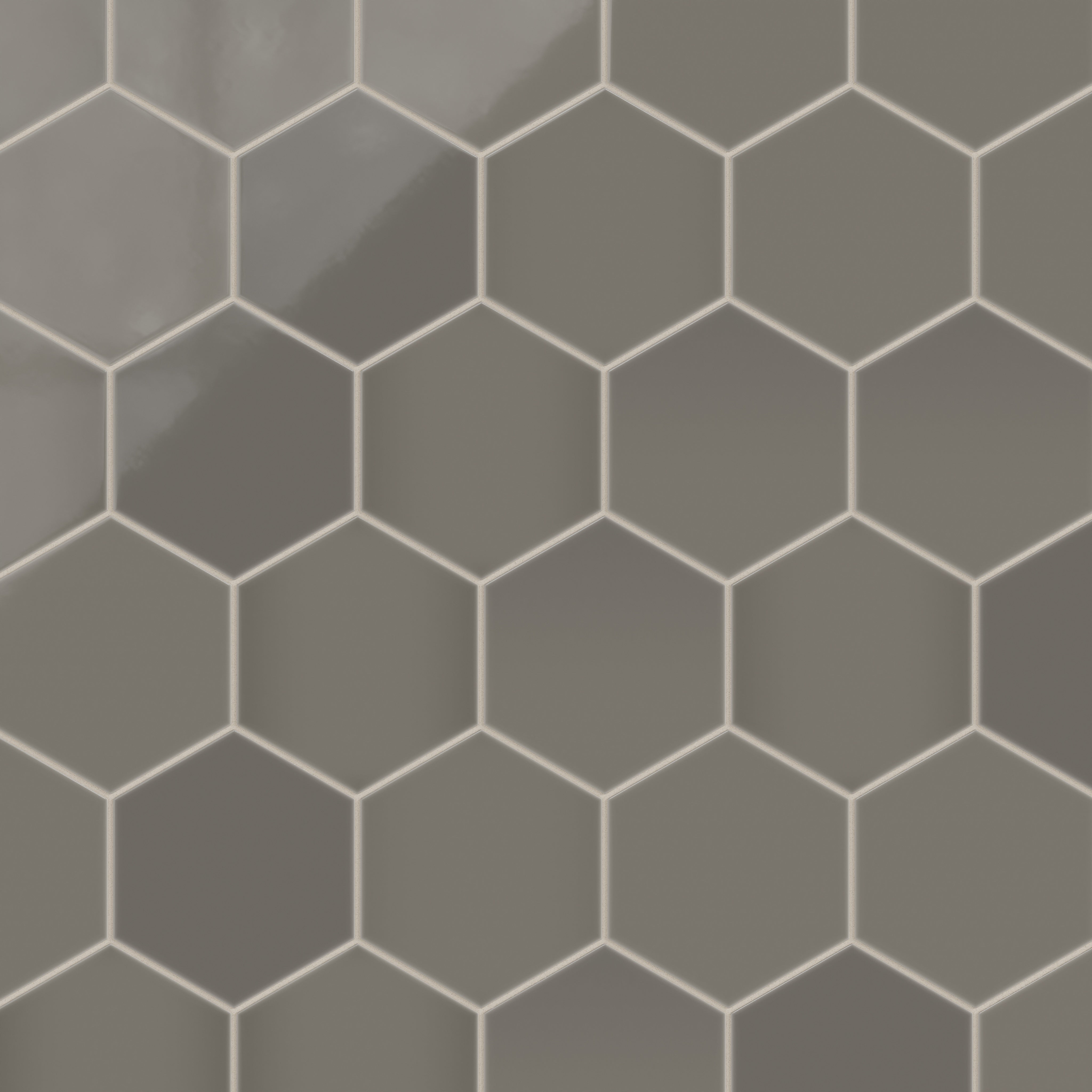 8" Hexagon Natural Press Ceramic Tile in Timberline Gloss