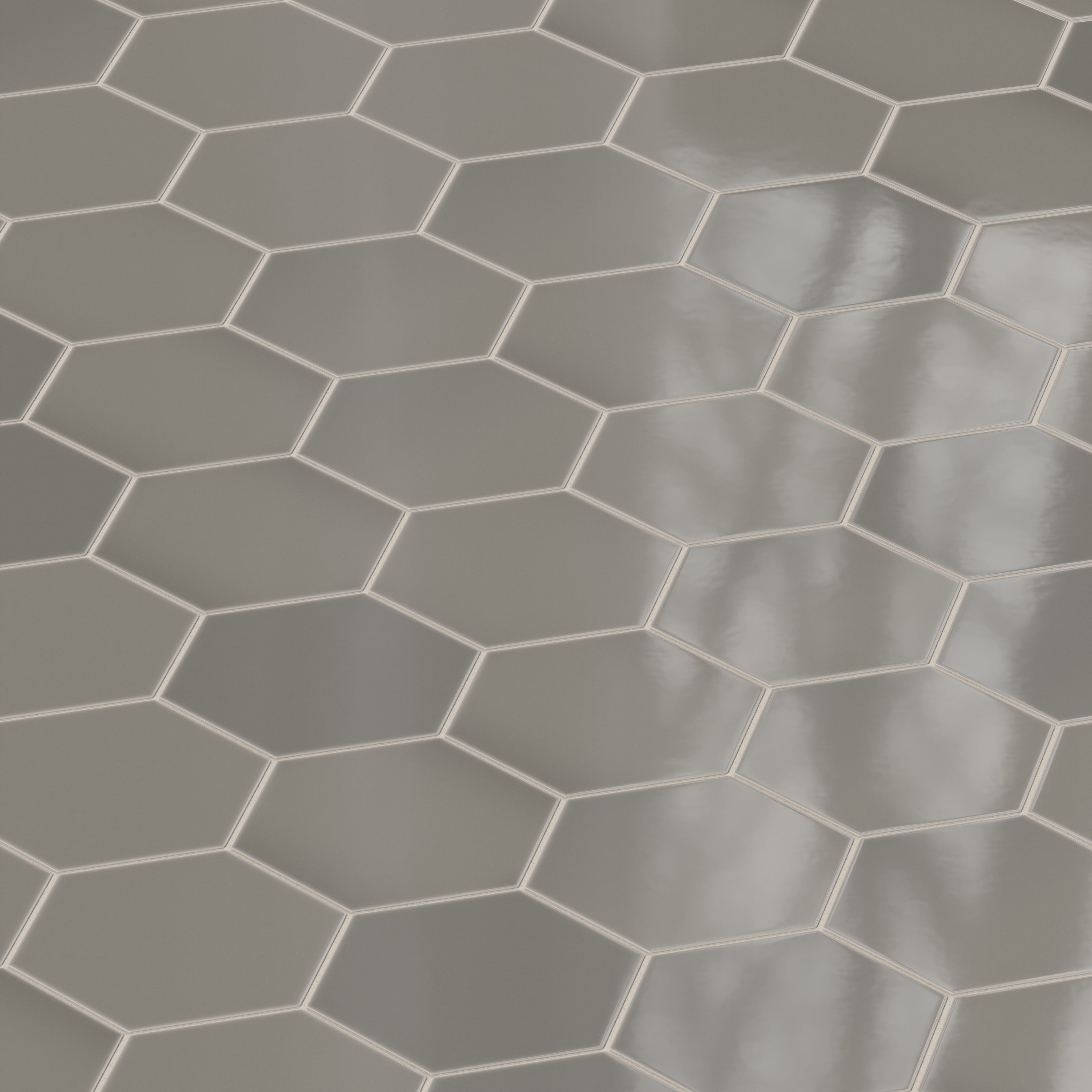 8" Hexagon Natural Press Ceramic Tile in Timberline Gloss