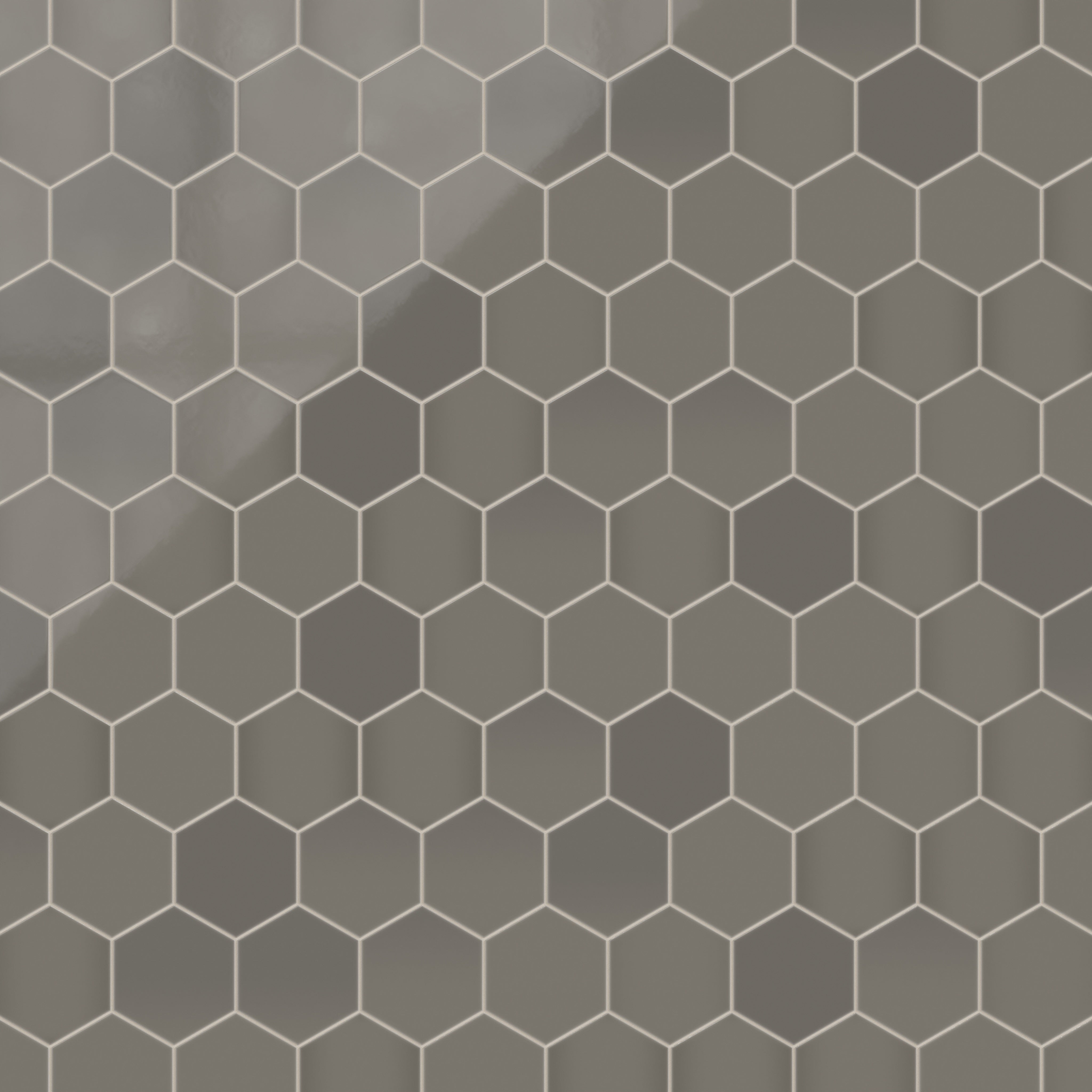 8" Hexagon Natural Press Ceramic Tile in Timberline Gloss