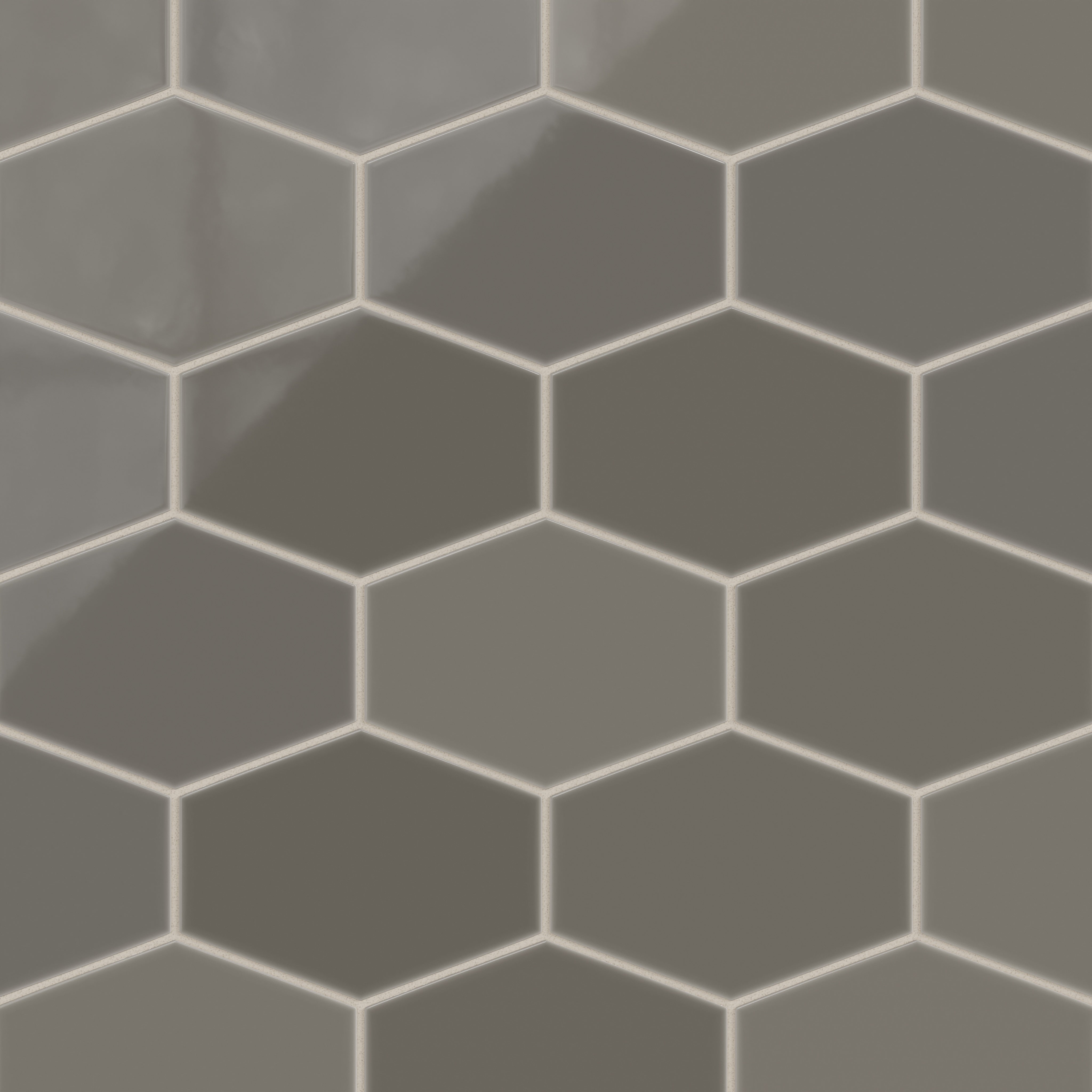 Elongated Hexagon Natural Press Ceramic Tile in Timberline Gloss