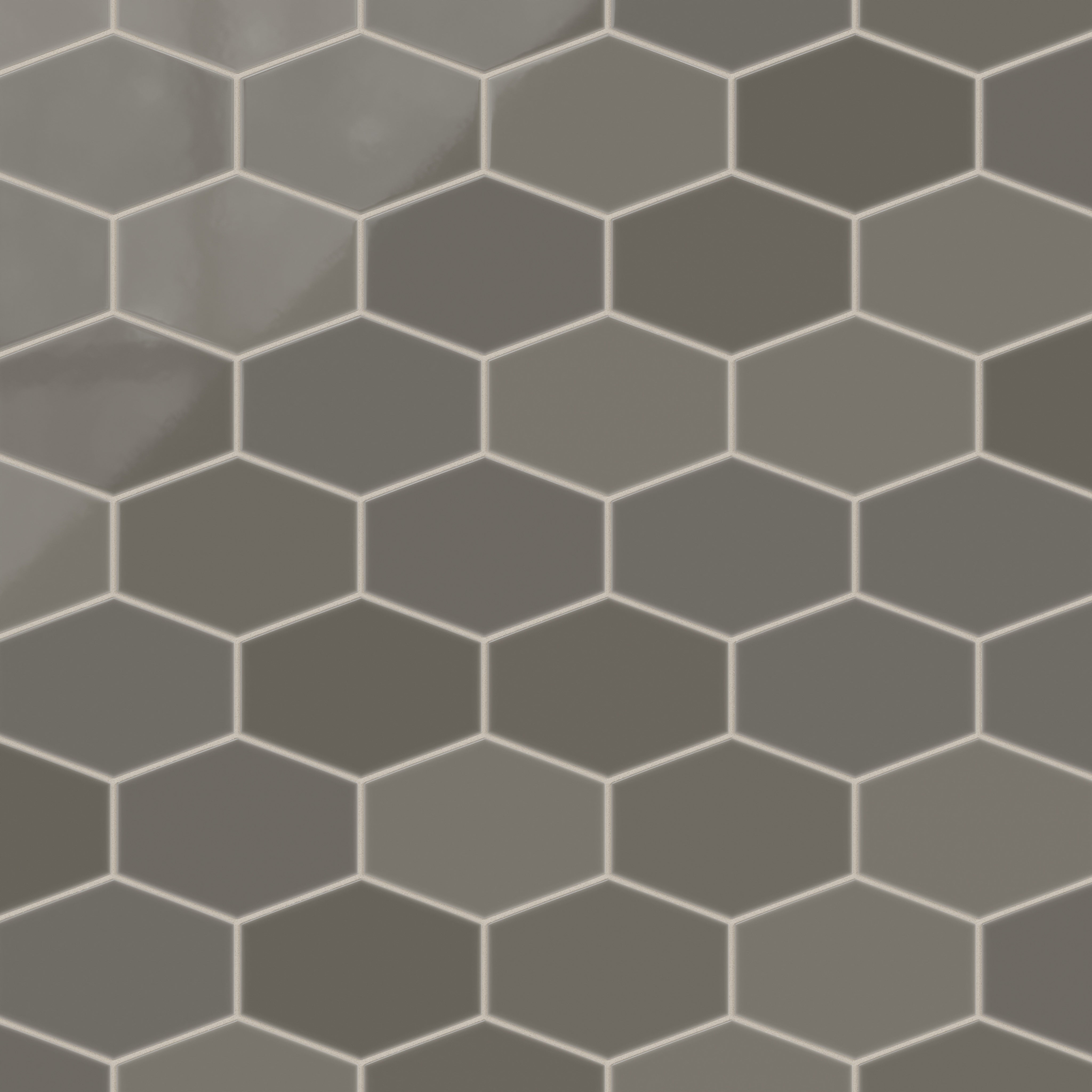 Elongated Hexagon Natural Press Ceramic Tile in Timberline Gloss