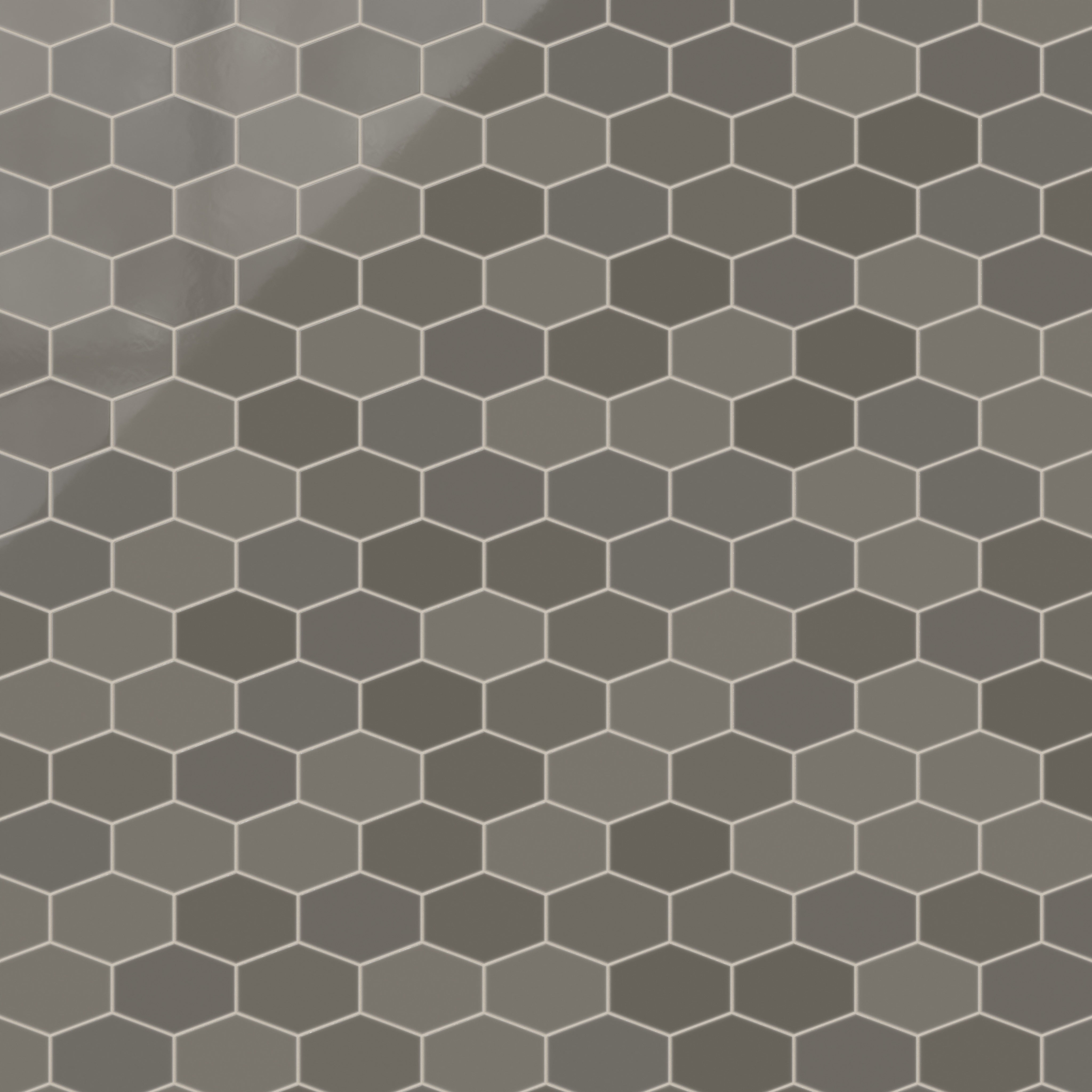 Elongated Hexagon Natural Press Ceramic Tile in Timberline Gloss