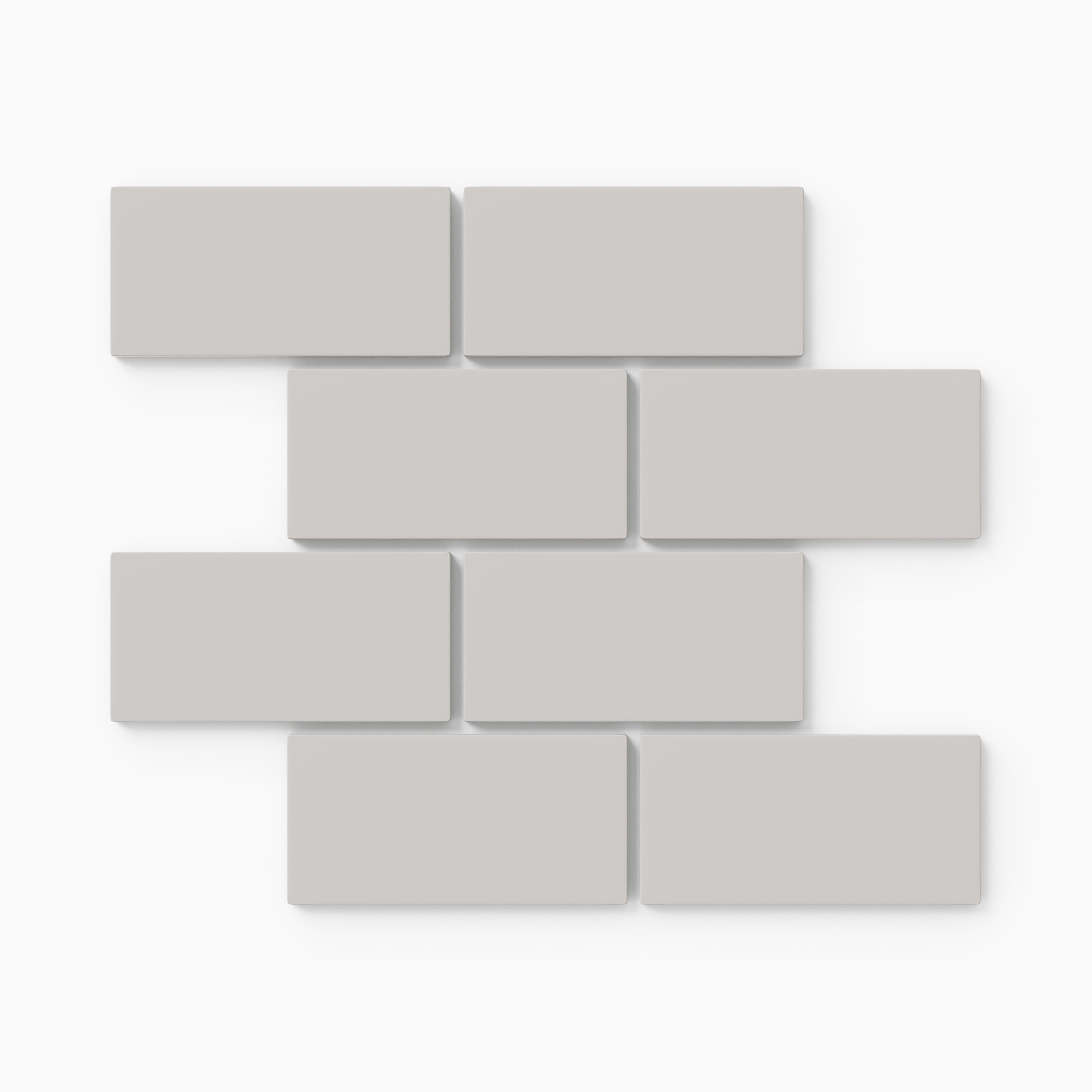 2x4 Half Offset Sheeted Natural Press Ceramic Mosaic Tile in Titanium Grey Matte