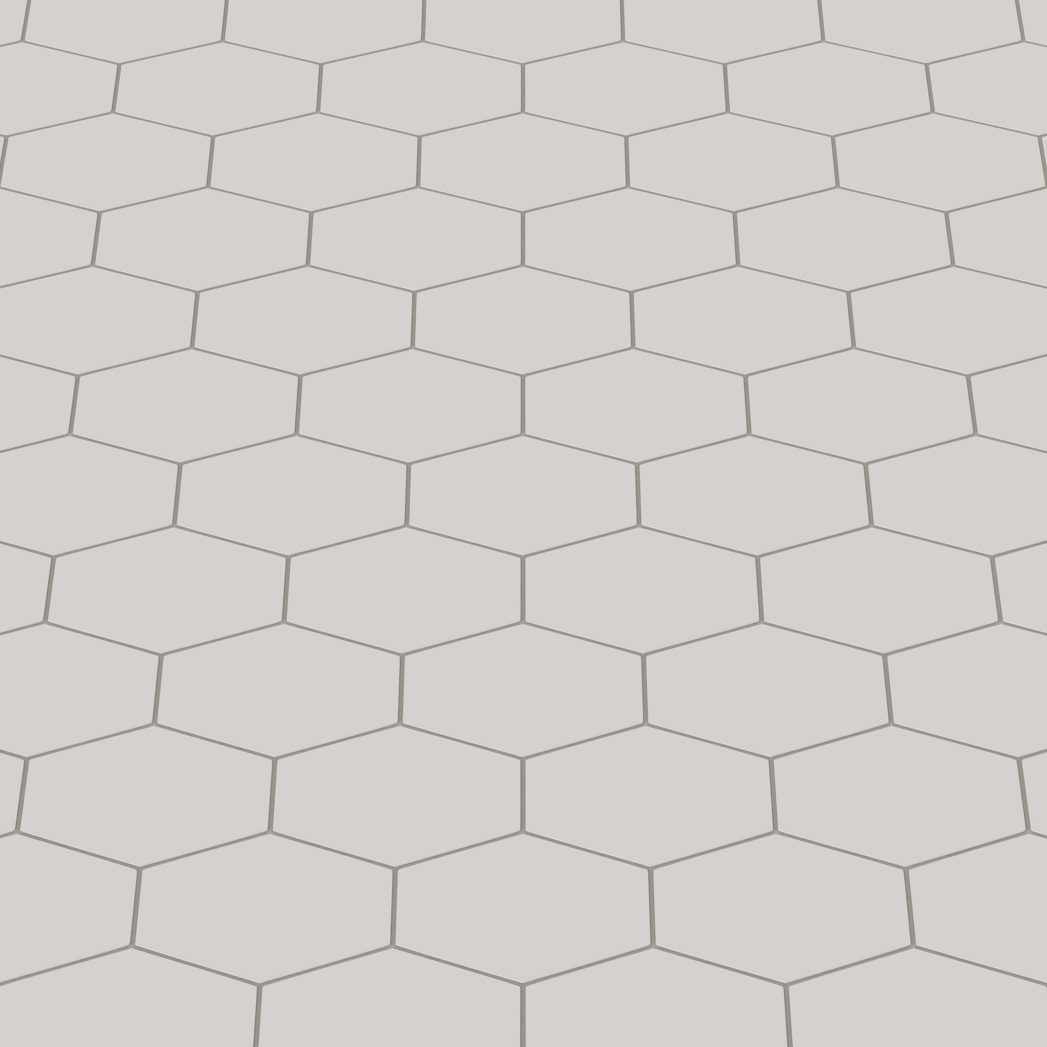 Elongated Hexagon Natural Press Ceramic Tile in Titanium Grey Matte