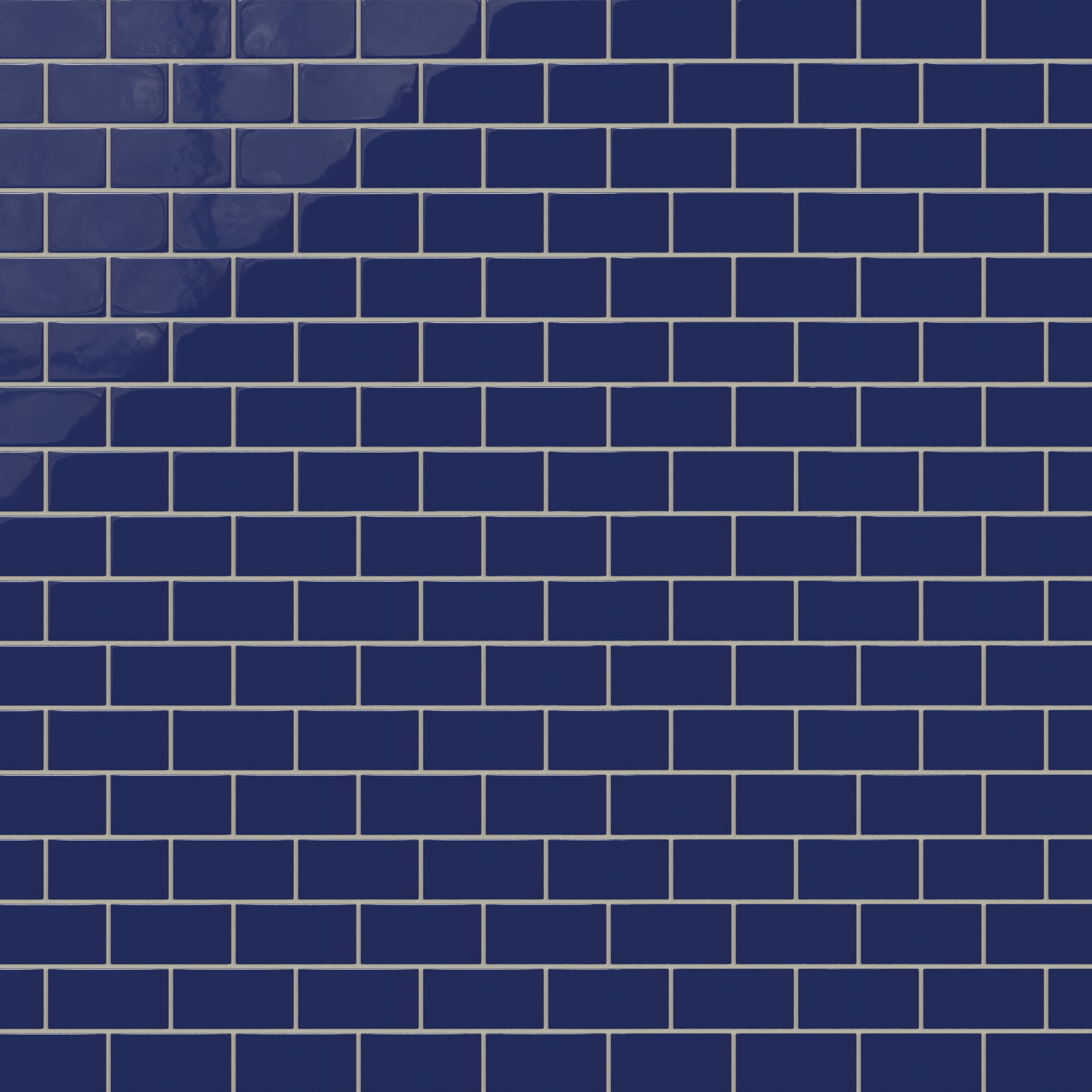 2x4 Half Offset Sheeted Natural Press Ceramic Mosaic Tile in Ultramarine Gloss