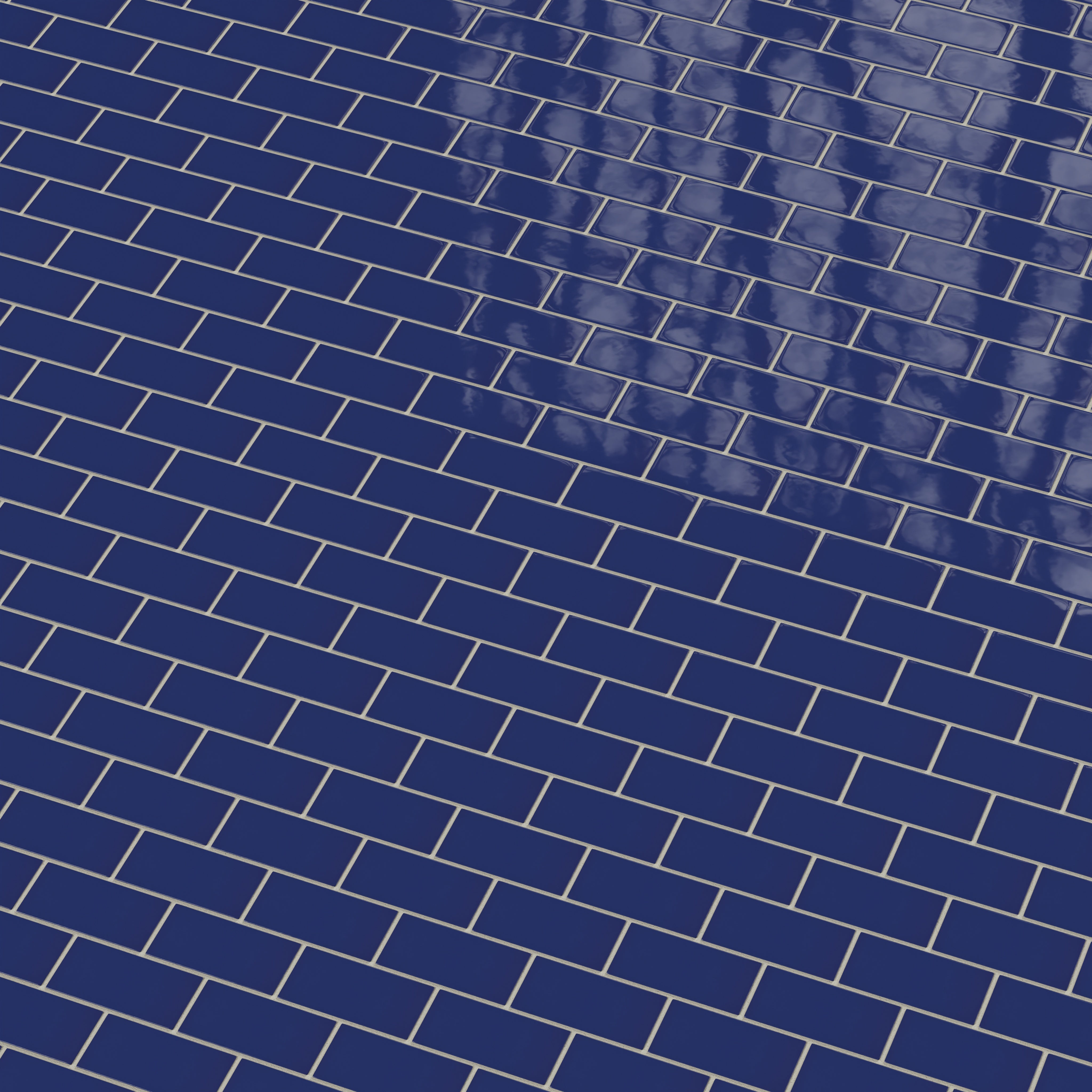 2x4 Half Offset Sheeted Natural Press Ceramic Mosaic Tile in Ultramarine Gloss