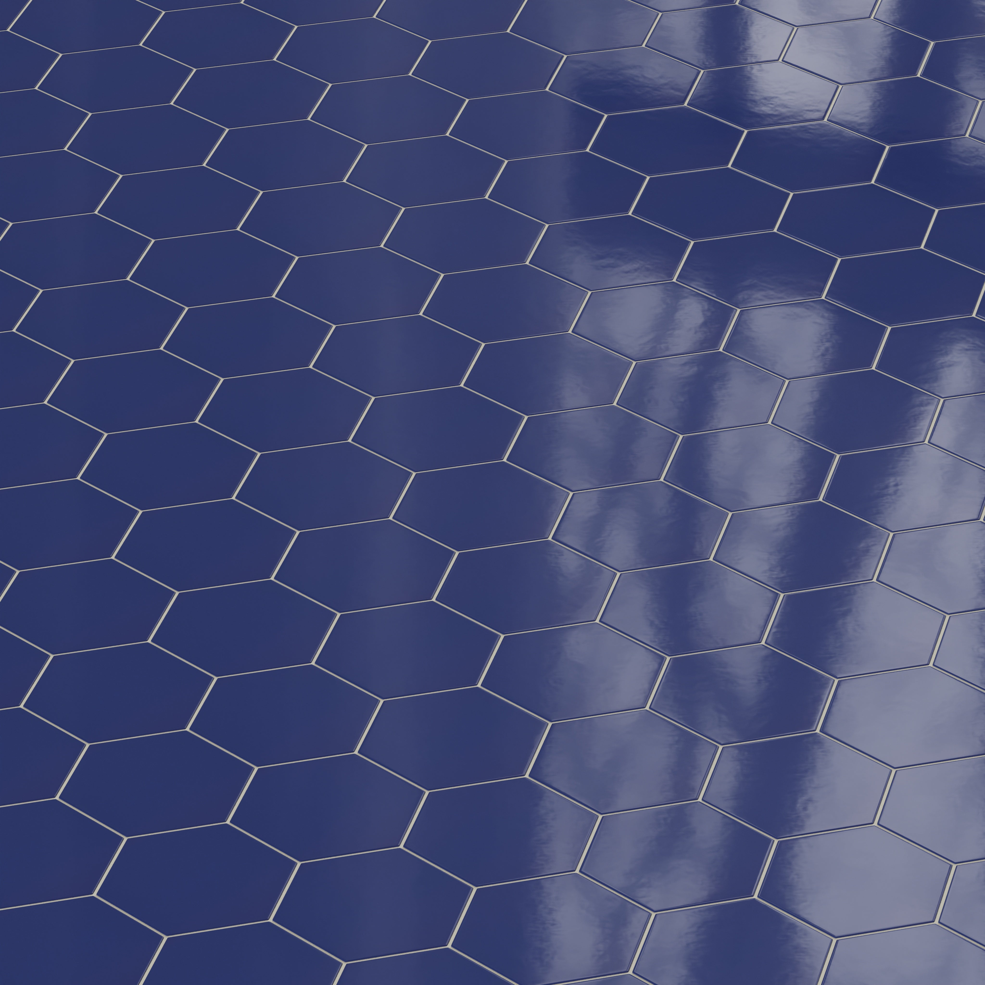 8" Hexagon Natural Press Ceramic Tile in Ultramarine Gloss
