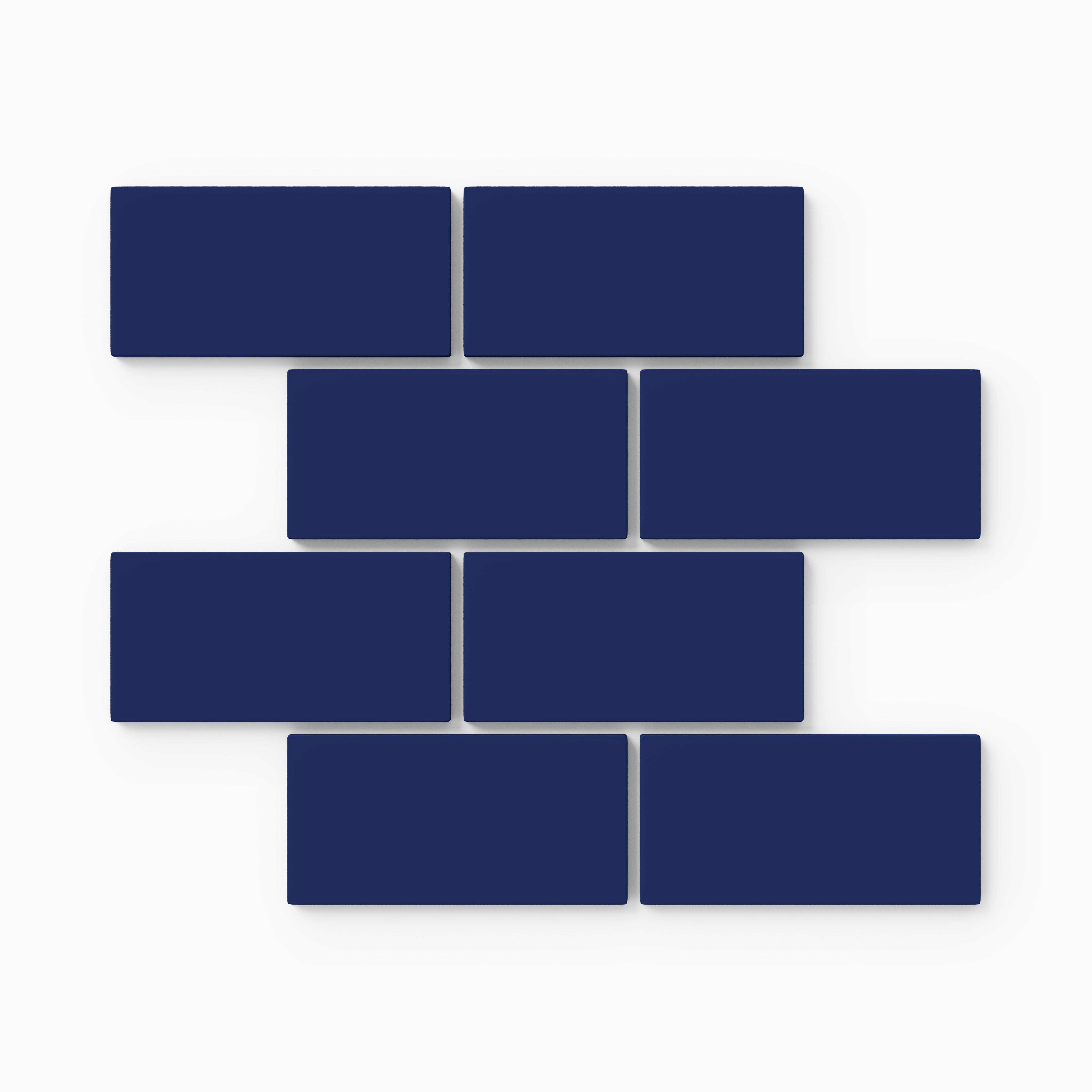 2x4 Half Offset Sheeted Natural Press Ceramic Mosaic Tile in Ultramarine Matte