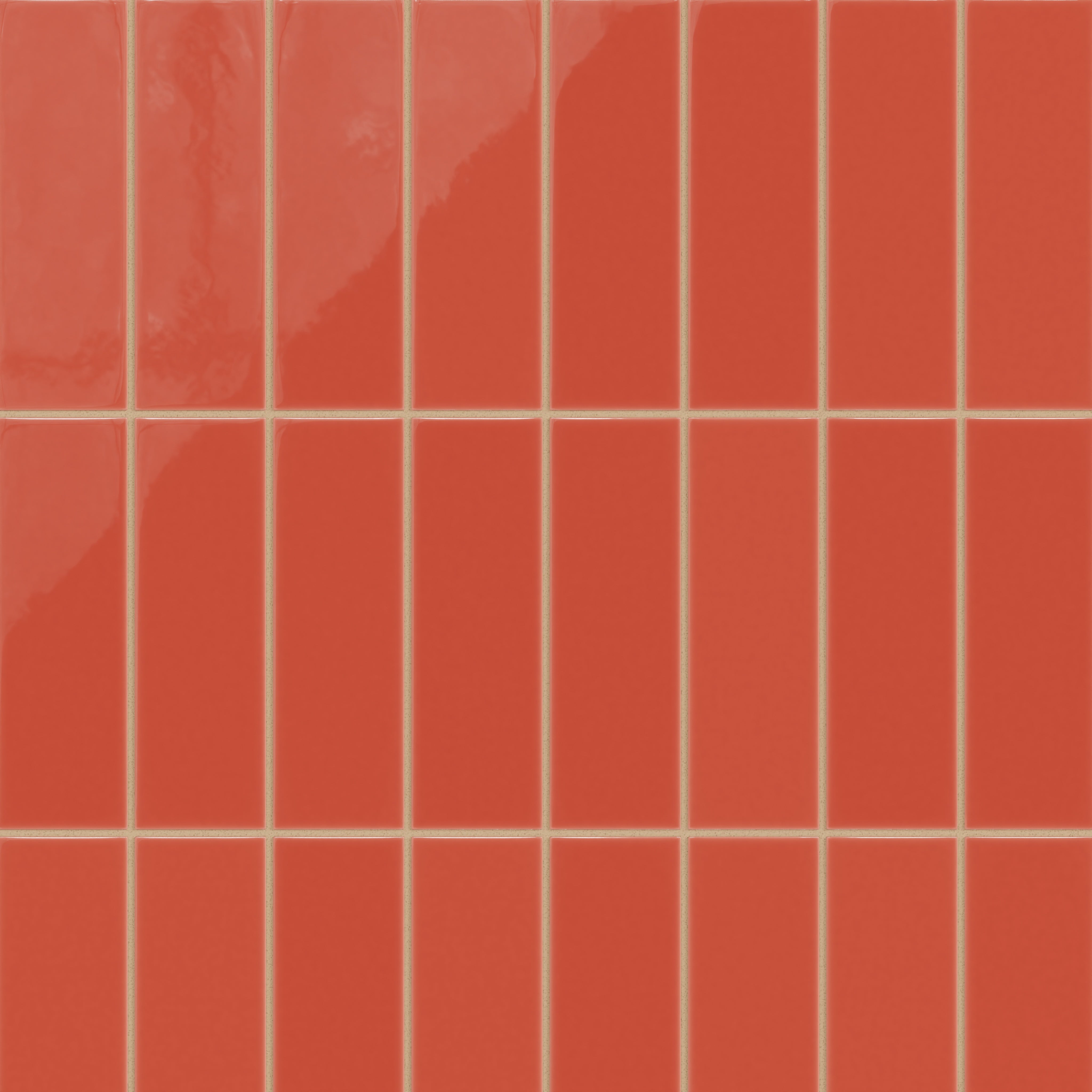 3x9 Natural Press Ceramic Tile in Vermillion Gloss
