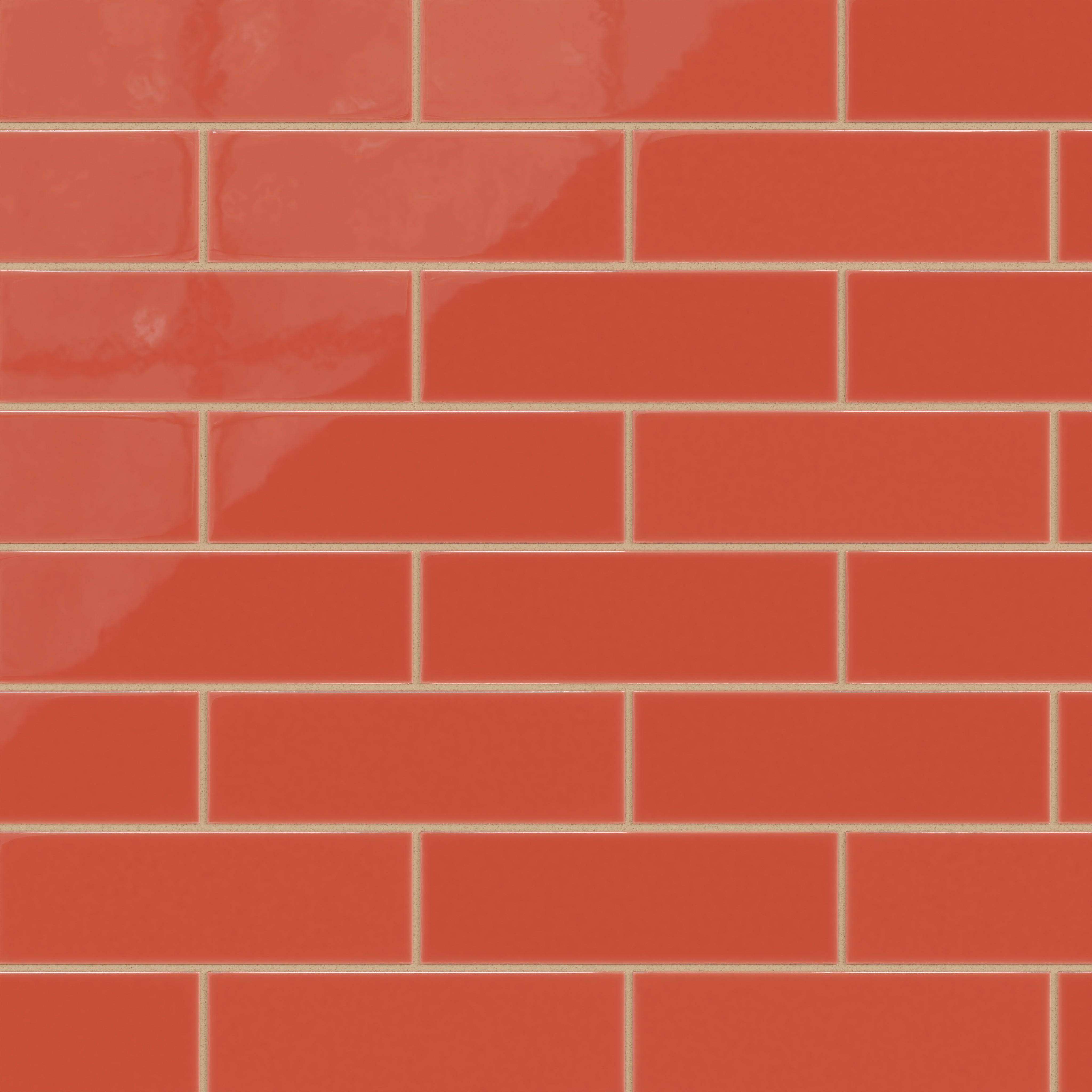 3x9 Natural Press Ceramic Tile in Vermillion Gloss - Fireclay Tile