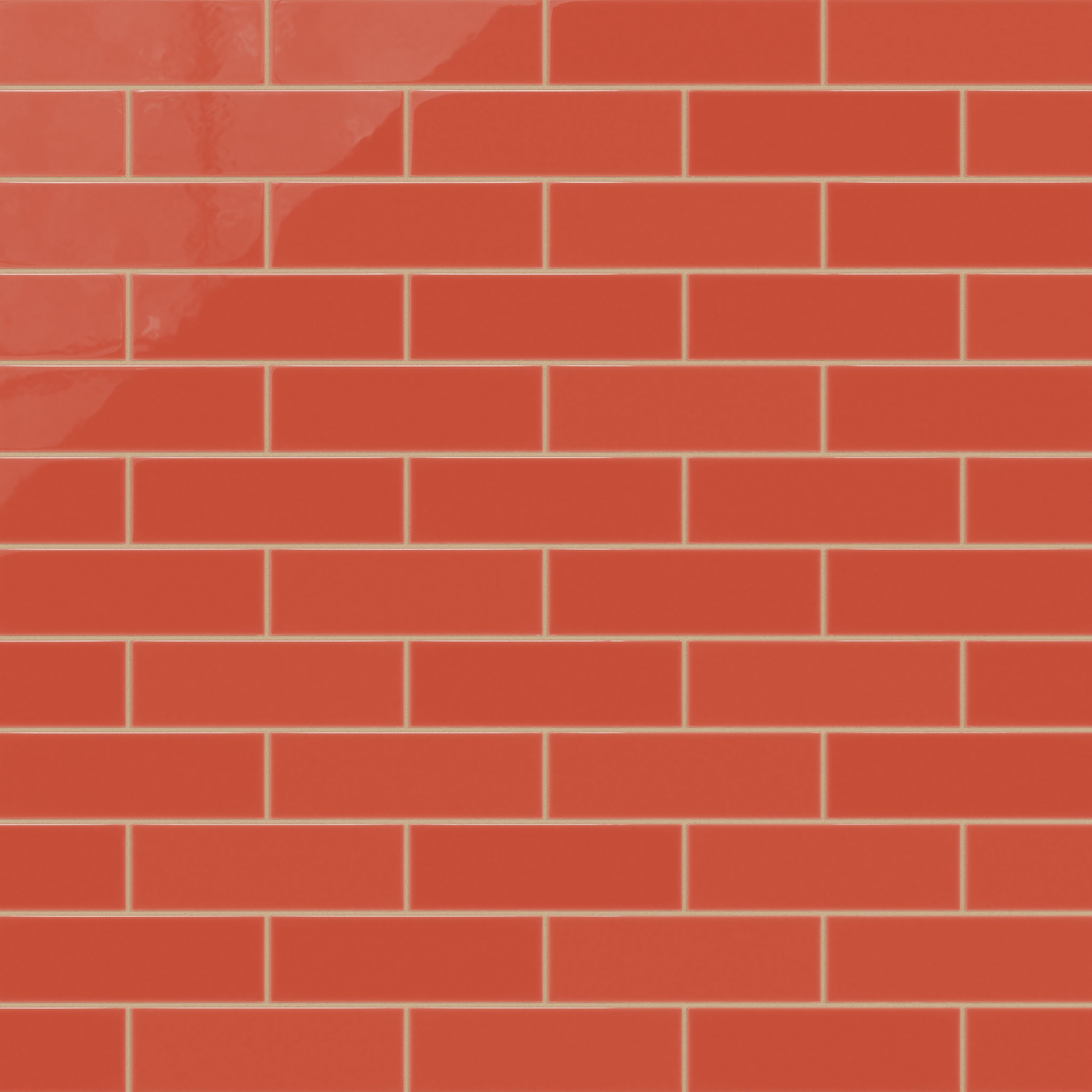 3x9 Natural Press Ceramic Tile in Vermillion Gloss