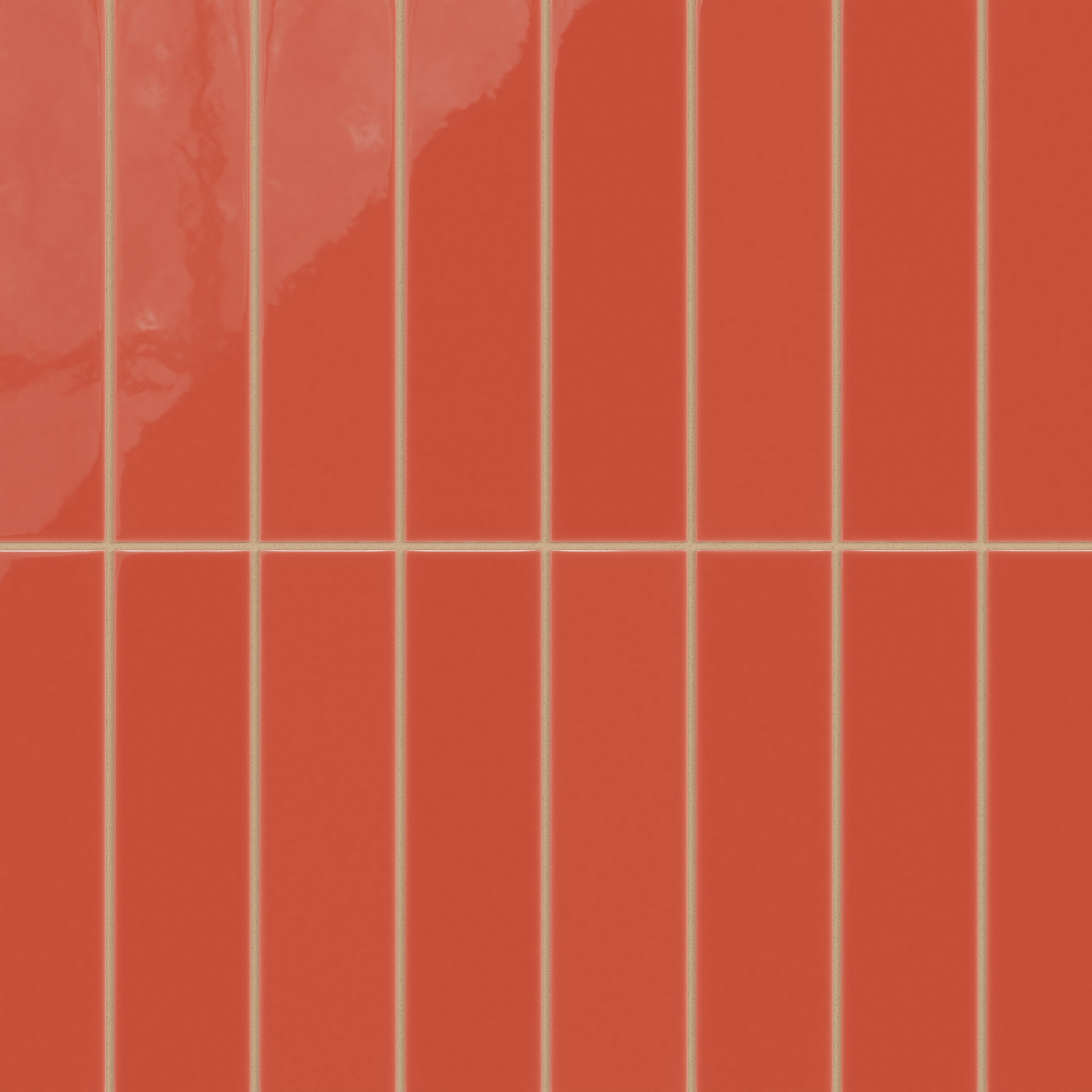 3x12 Natural Press Ceramic Tile in Vermillion Gloss