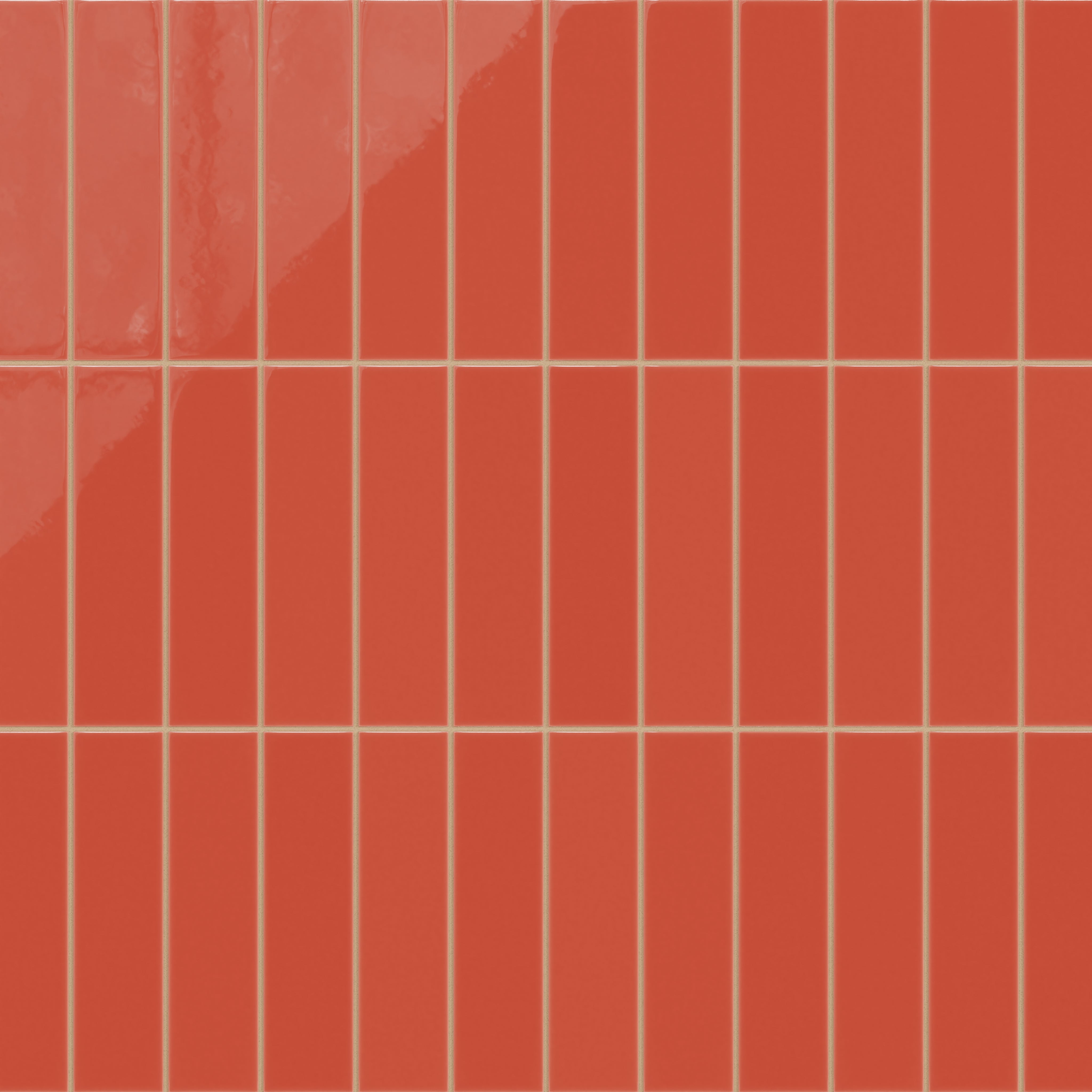 3x12 Natural Press Ceramic Tile in Vermillion Gloss