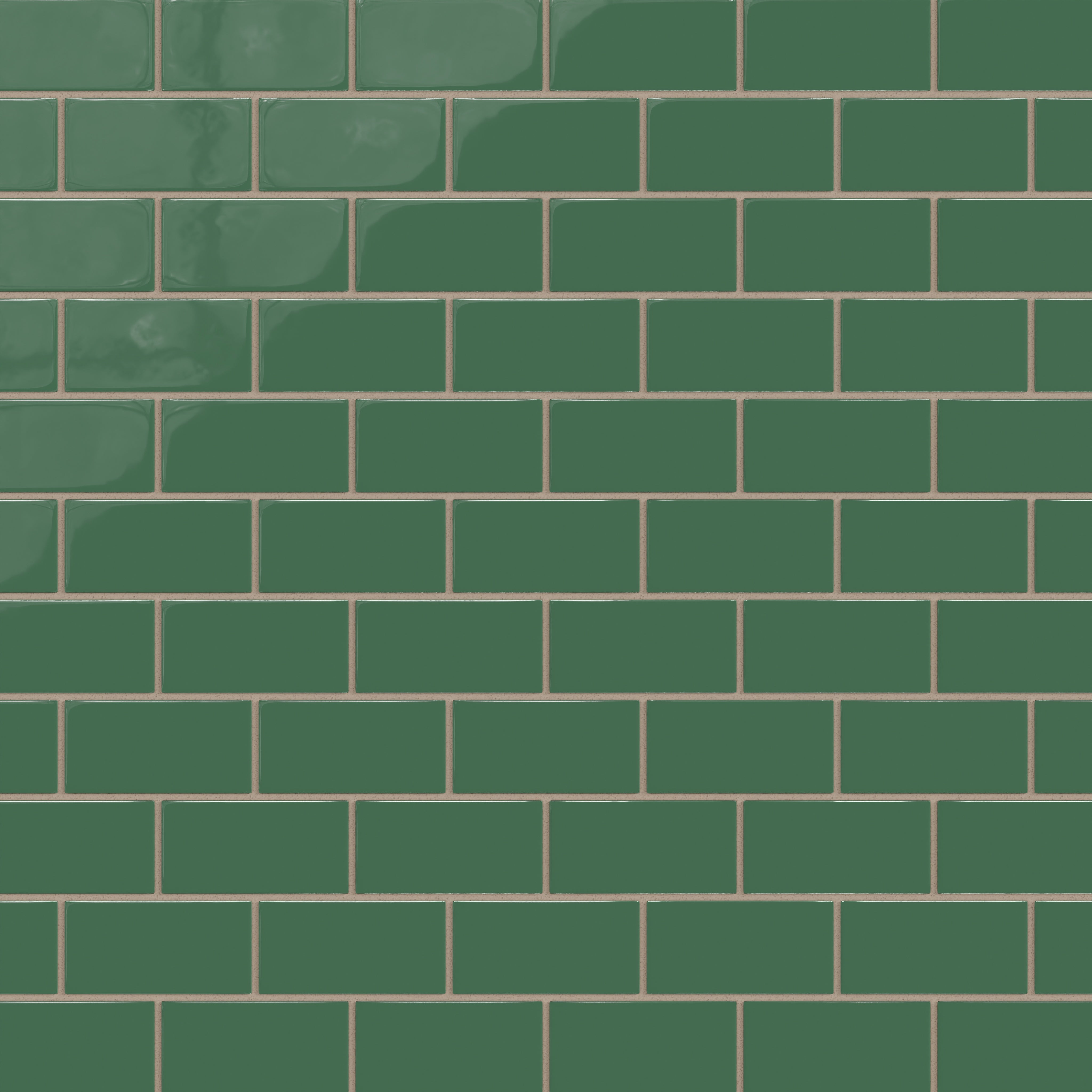 2x4 Half Offset Sheeted Natural Press Ceramic Mosaic Tile in Viridian Gloss