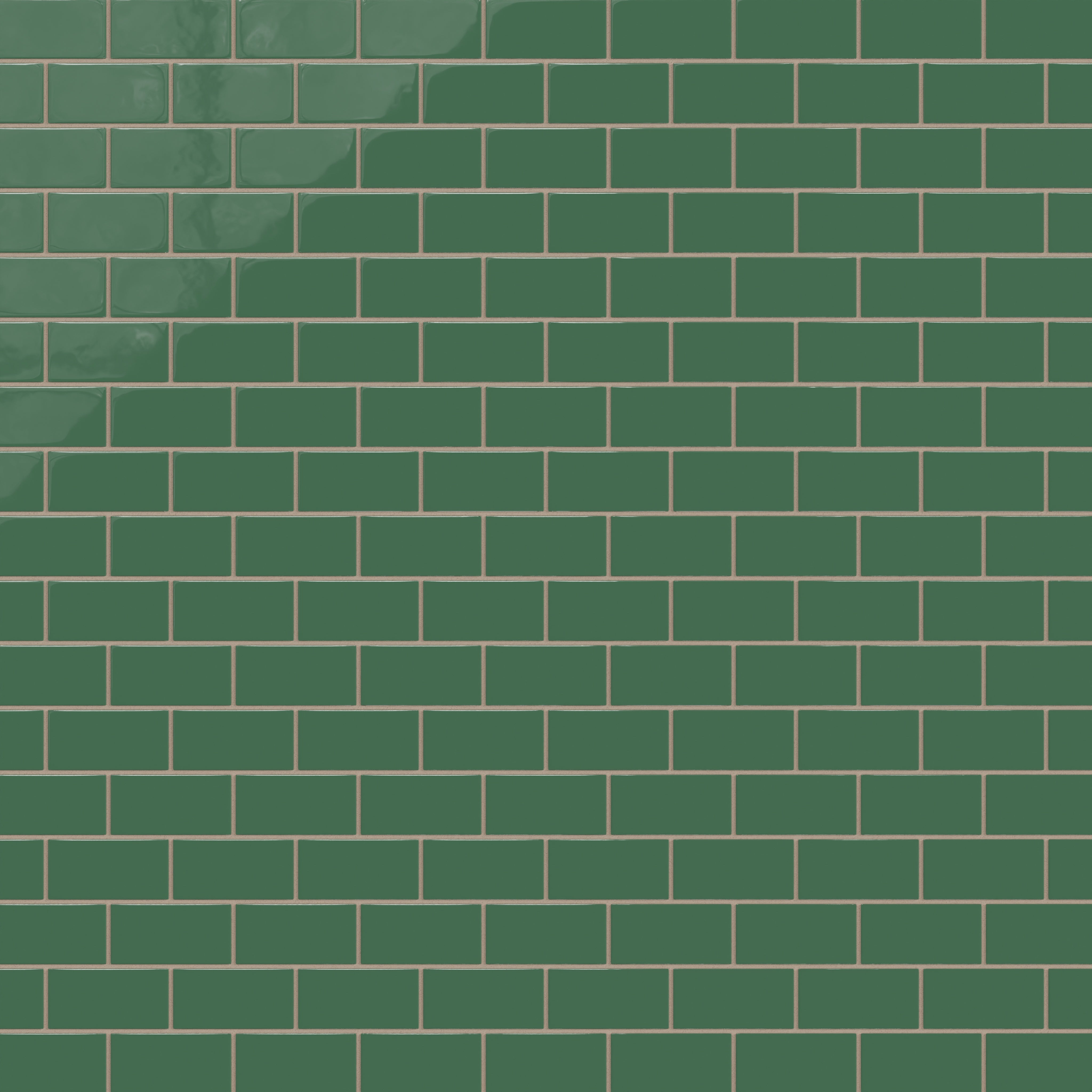 2x4 Half Offset Sheeted Natural Press Ceramic Mosaic Tile in Viridian Gloss