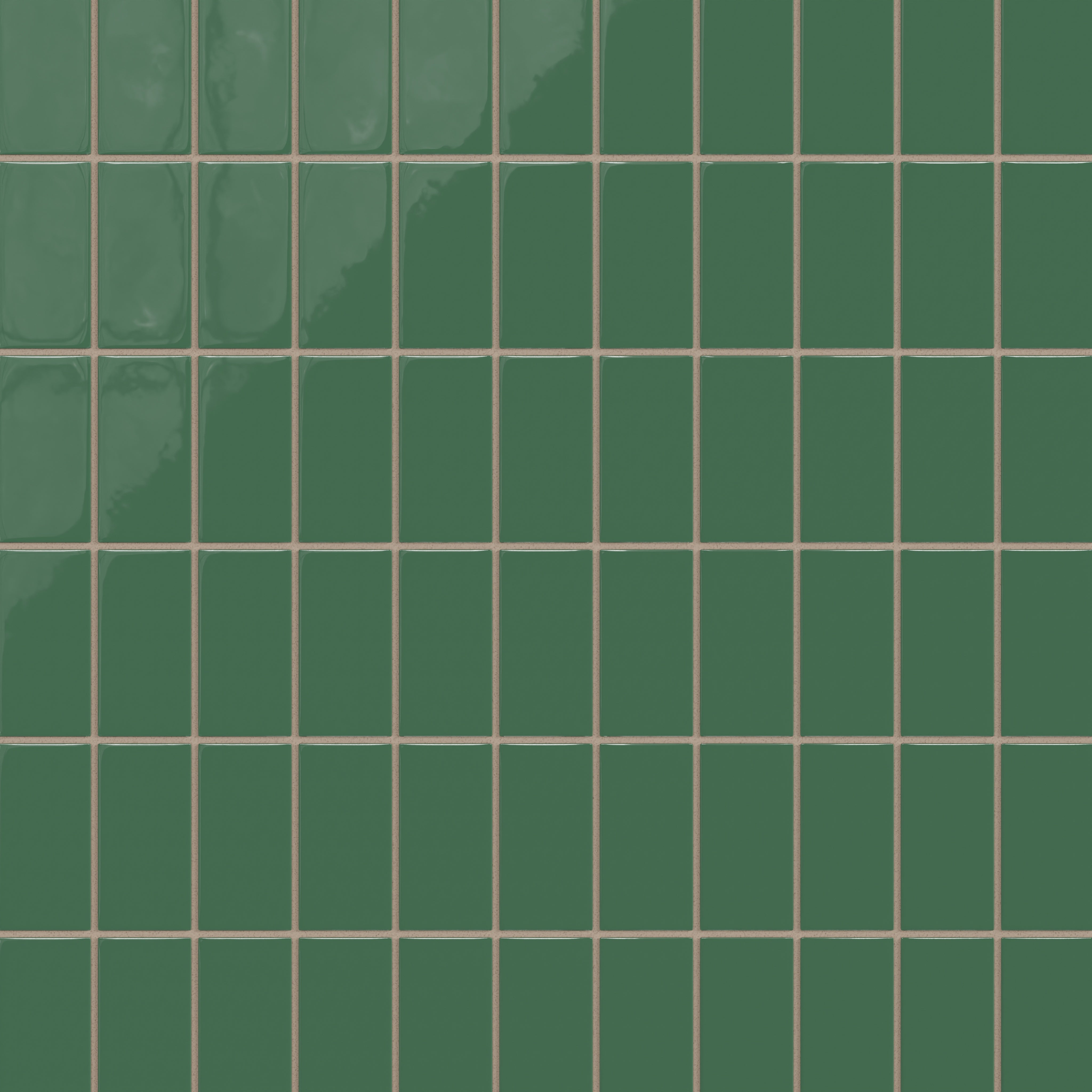 2x4 Straight Set Sheeted Natural Press Ceramic Mosaic Tile in Viridian Gloss