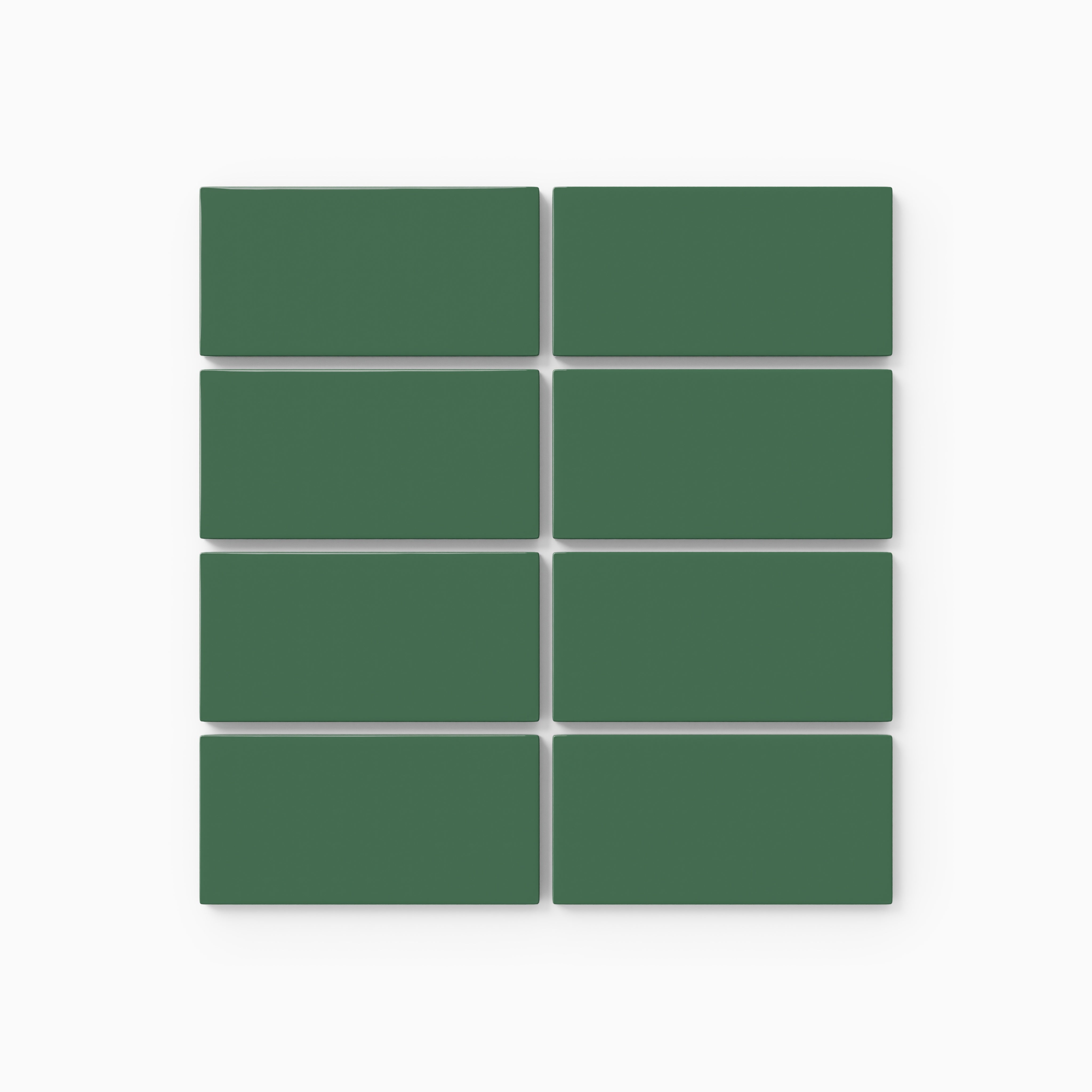 2x4 Straight Set Sheeted Natural Press Ceramic Mosaic Tile in Viridian Gloss