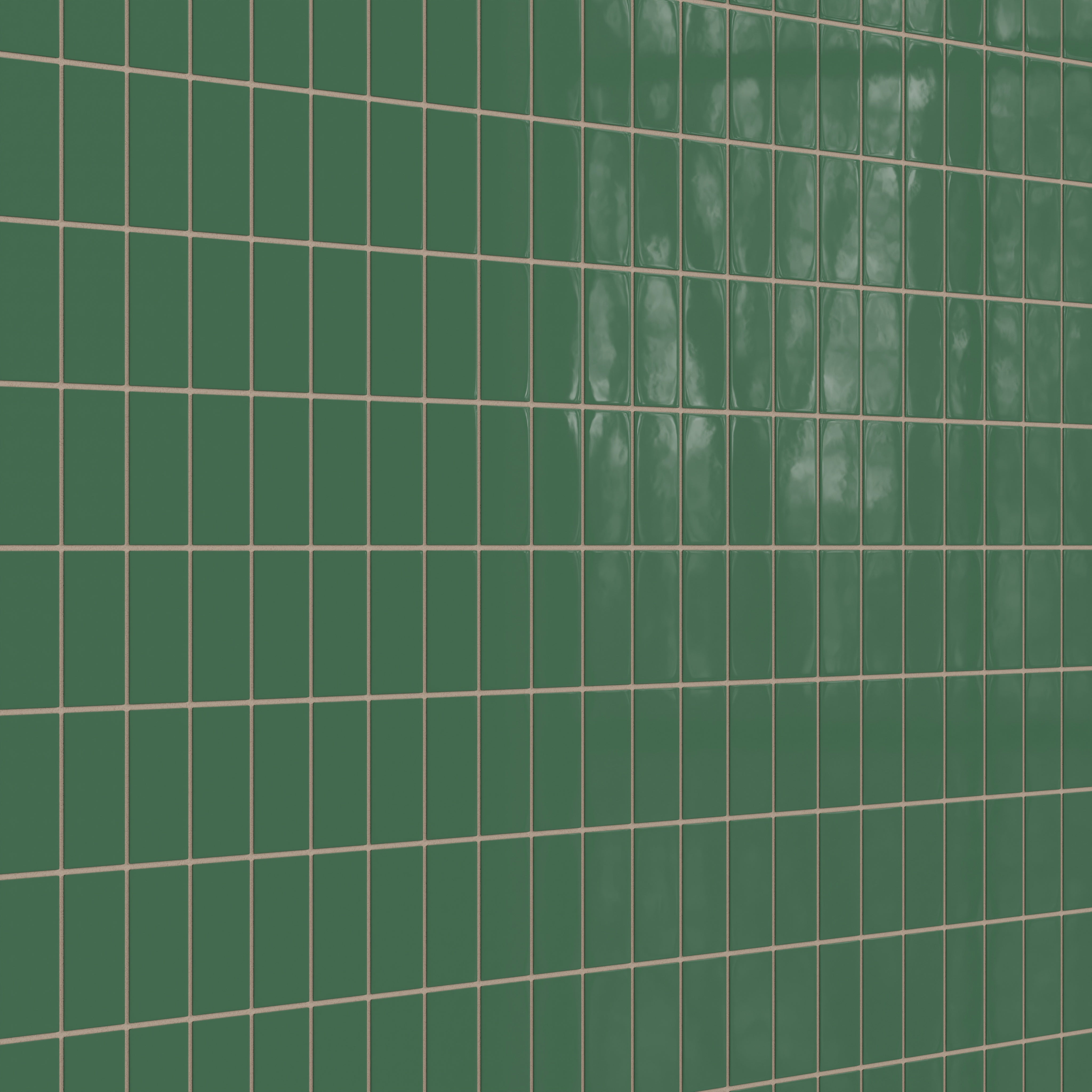 2x4 Straight Set Sheeted Natural Press Ceramic Mosaic Tile in Viridian Gloss