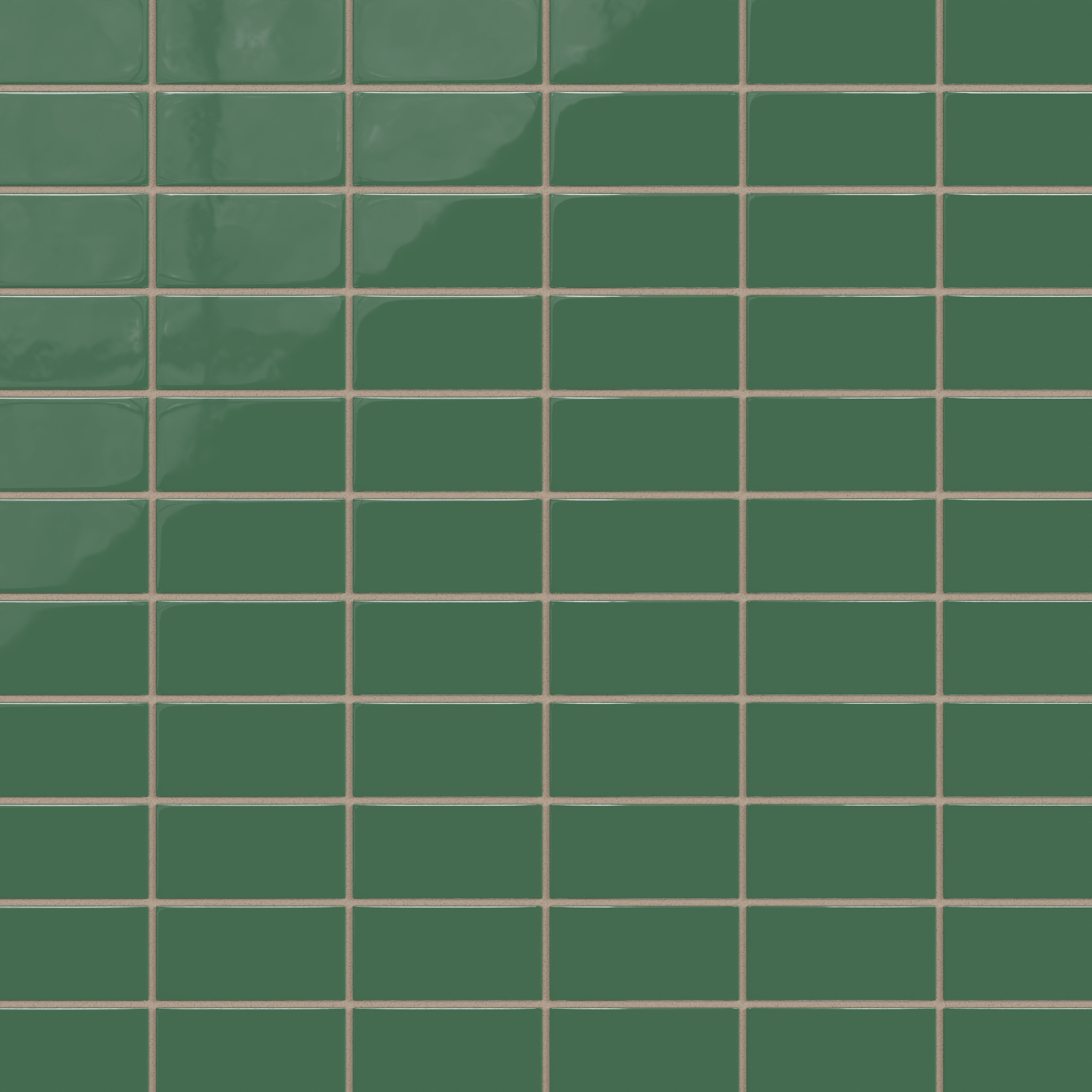 2x4 Straight Set Sheeted Natural Press Ceramic Mosaic Tile in Viridian Gloss