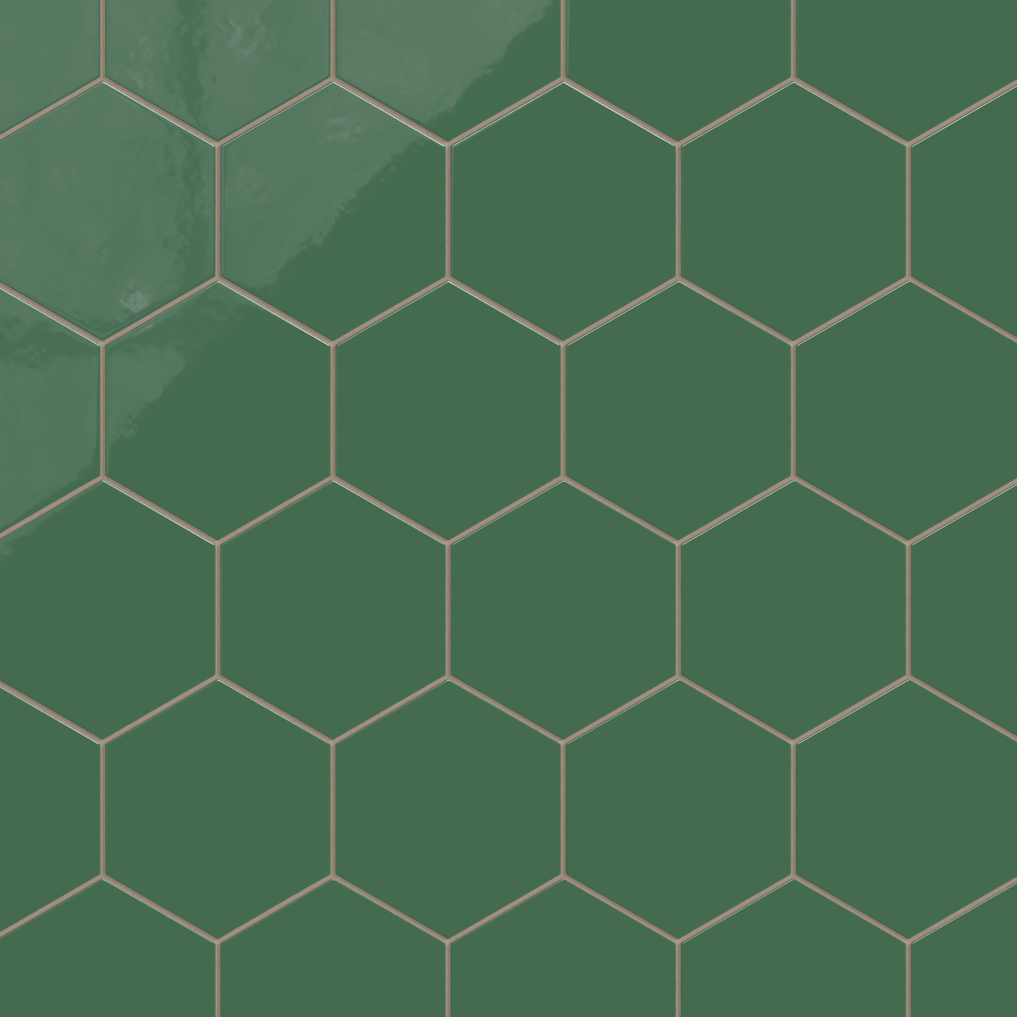 8" Hexagon Natural Press Ceramic Tile in Viridian Gloss