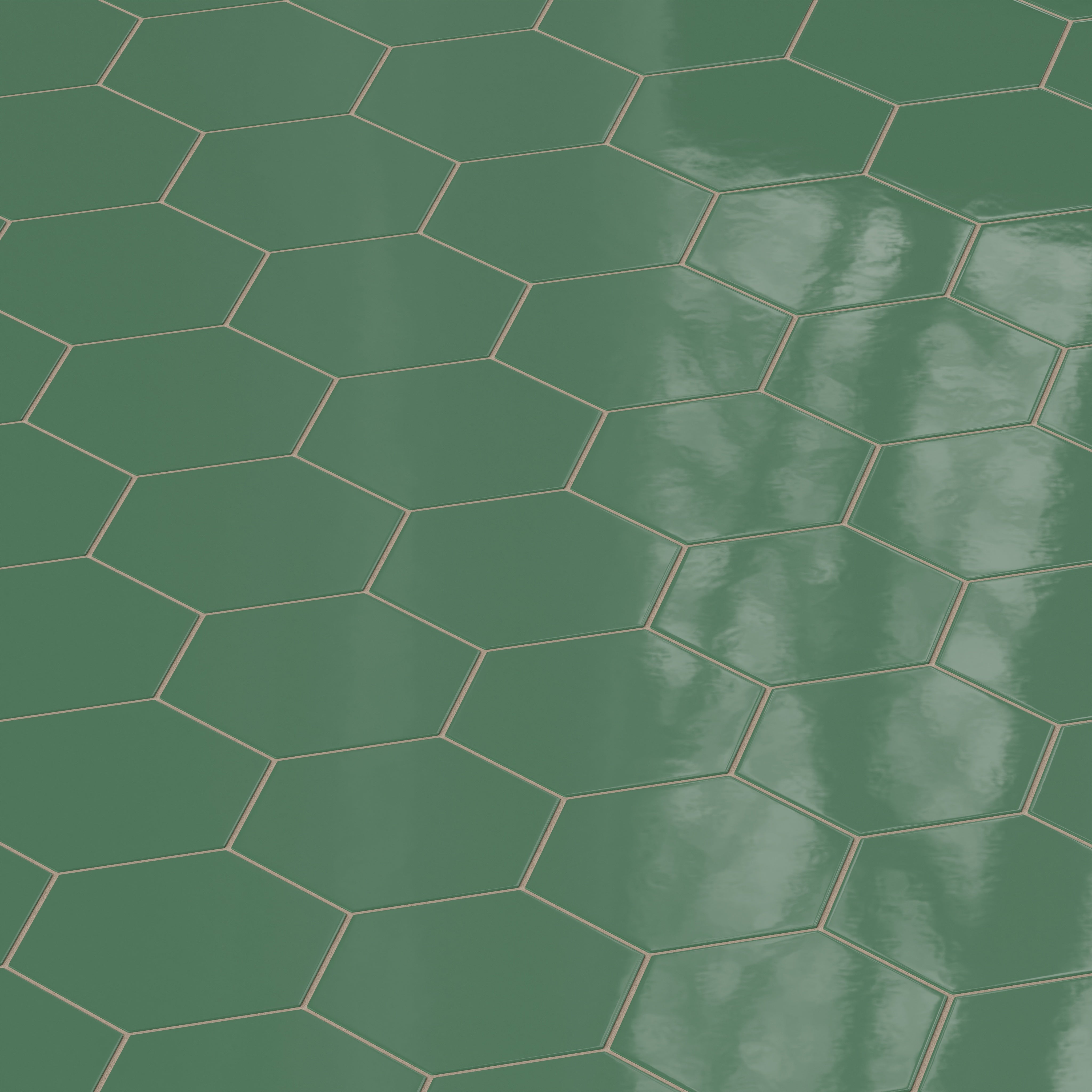 8" Hexagon Natural Press Ceramic Tile in Viridian Gloss