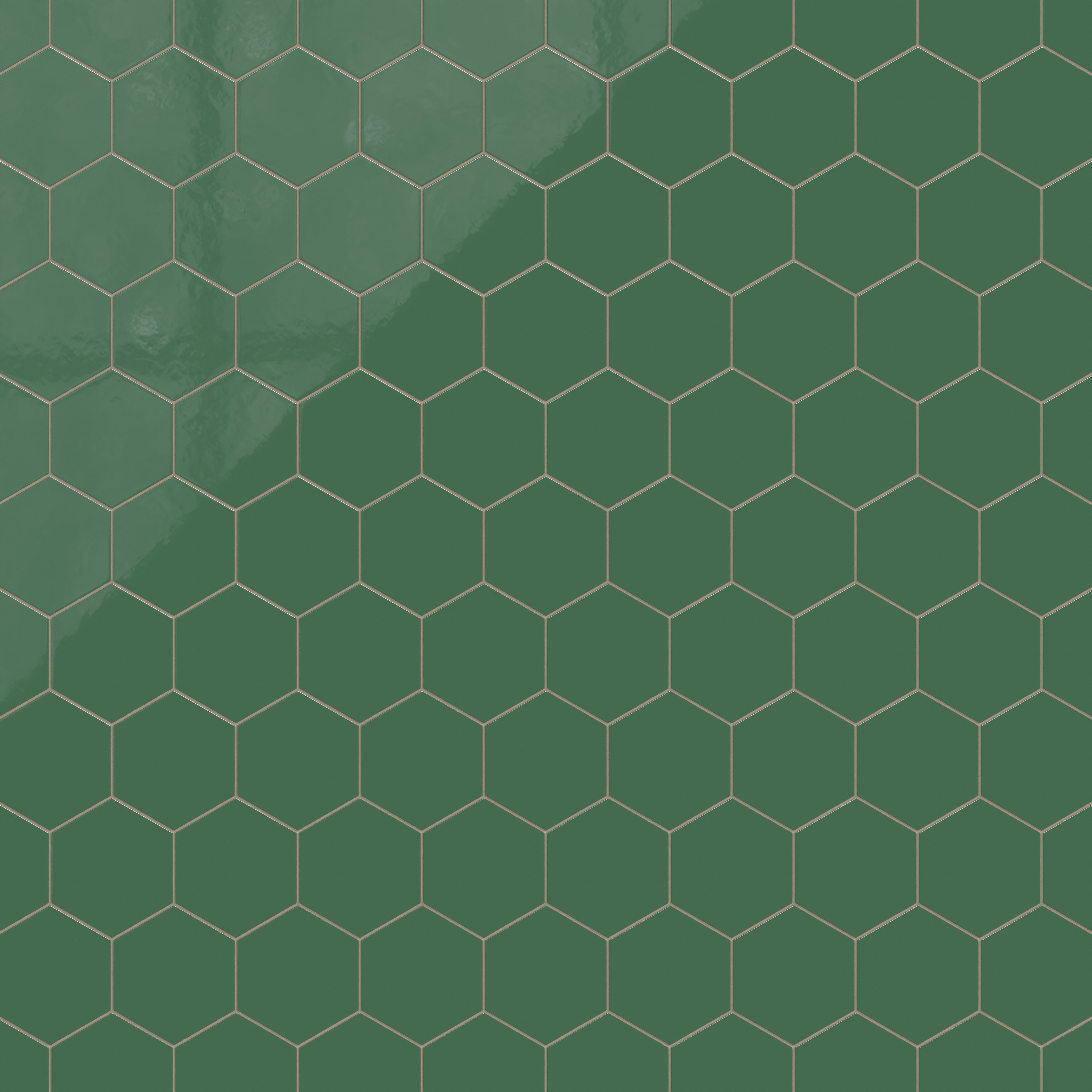 8" Hexagon Natural Press Ceramic Tile in Viridian Gloss