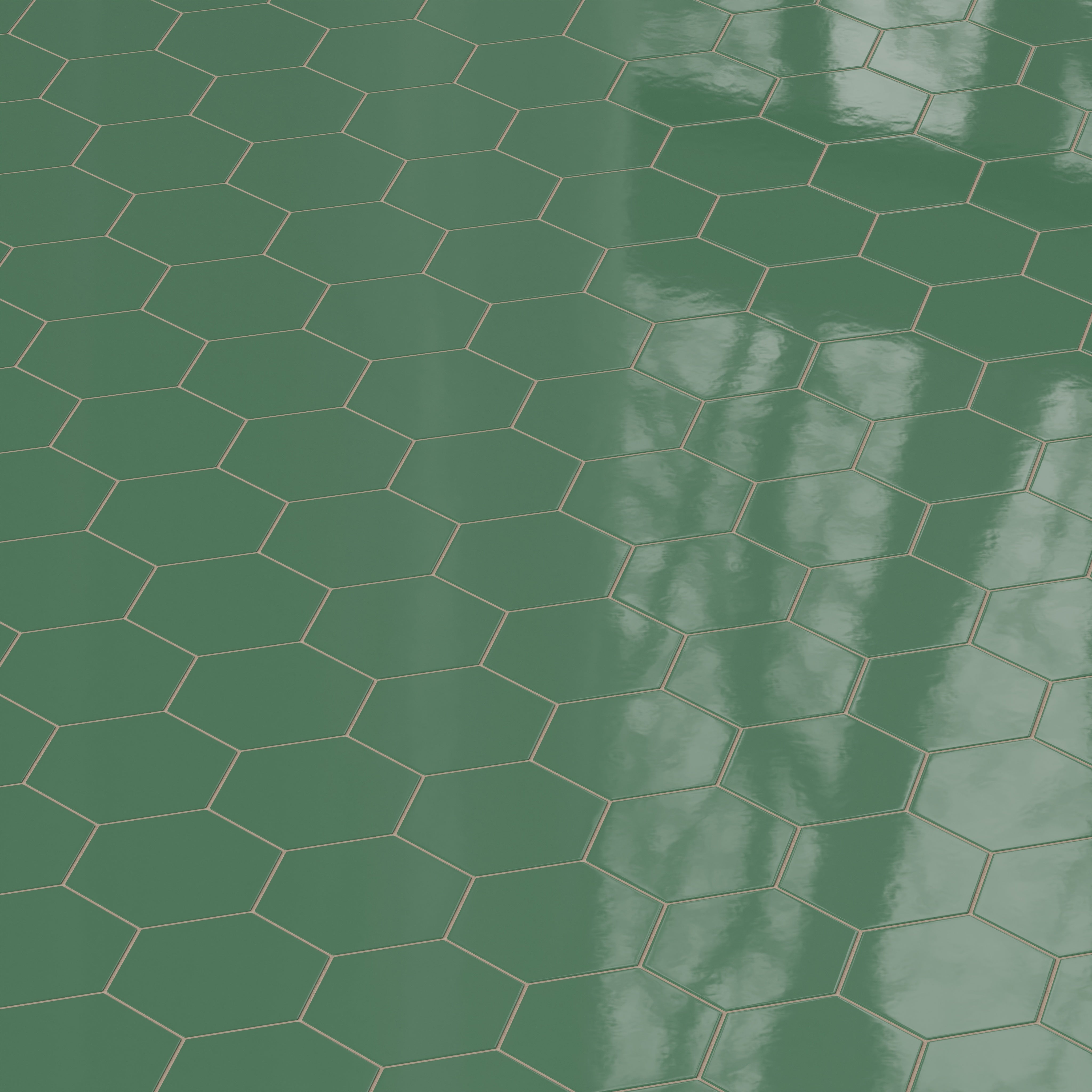 8" Hexagon Natural Press Ceramic Tile in Viridian Gloss