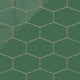 Elongated Hexagon Natural Press Ceramic Tile in Viridian Gloss