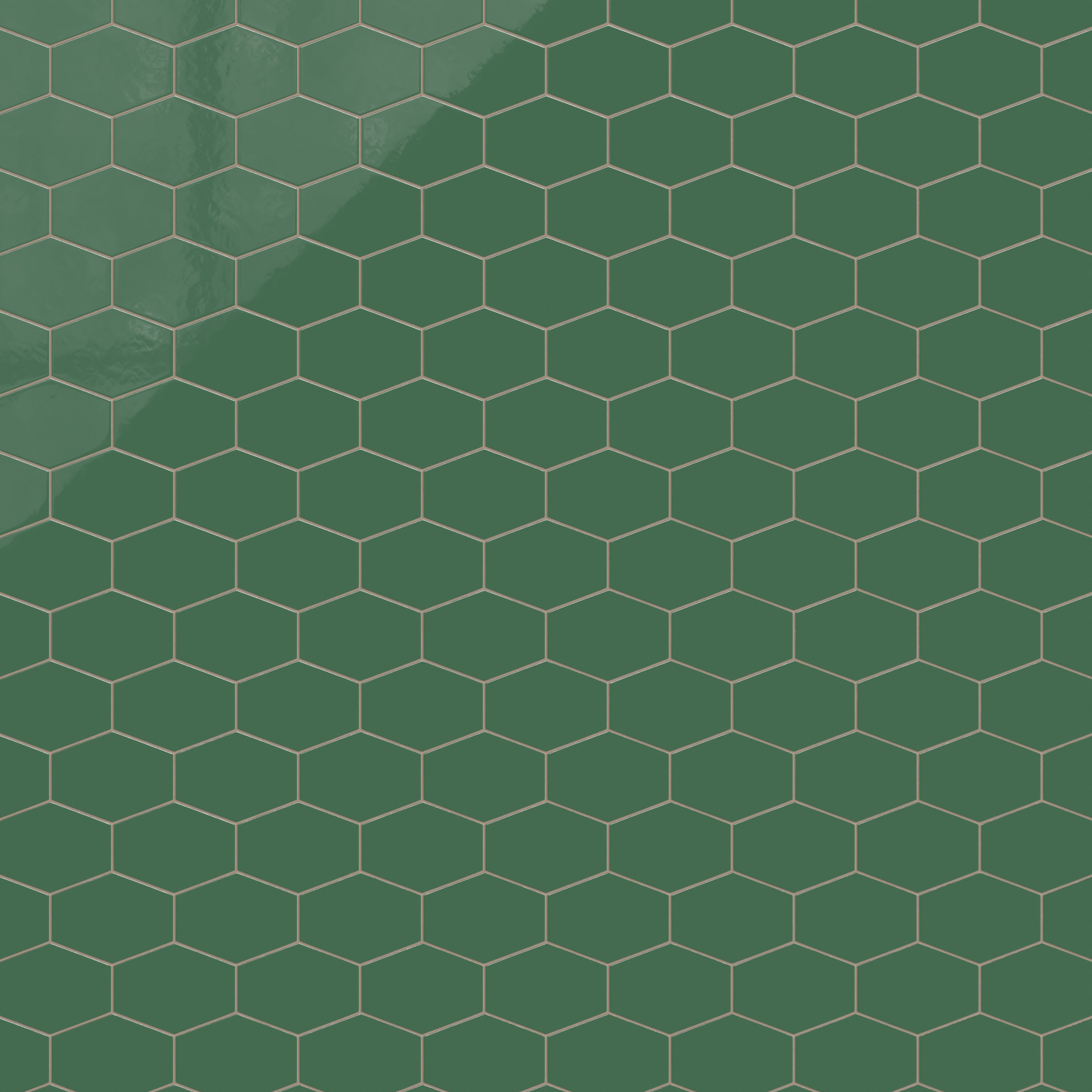 Elongated Hexagon Natural Press Ceramic Tile in Viridian Gloss