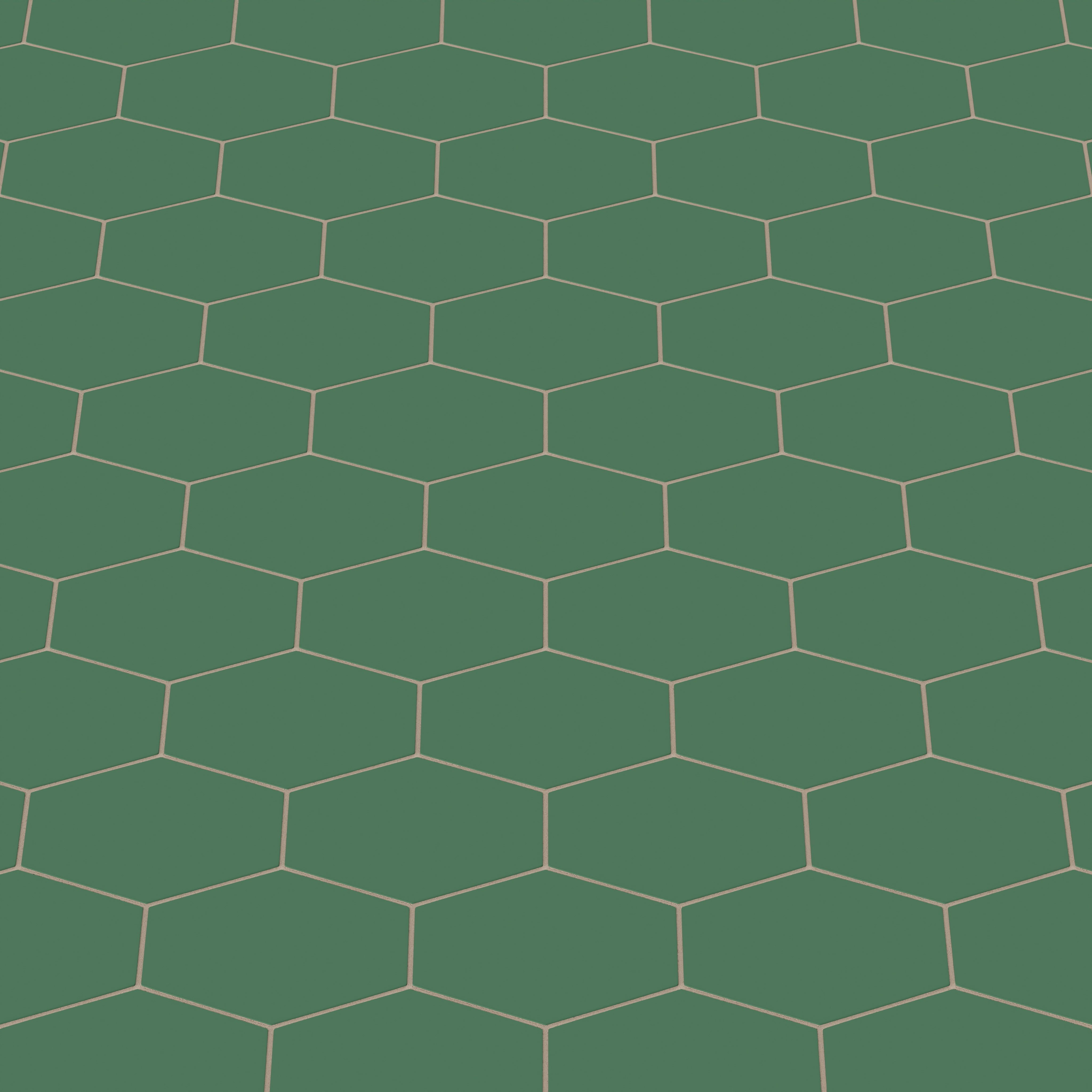 Elongated Hexagon Natural Press Ceramic Tile in Viridian Matte
