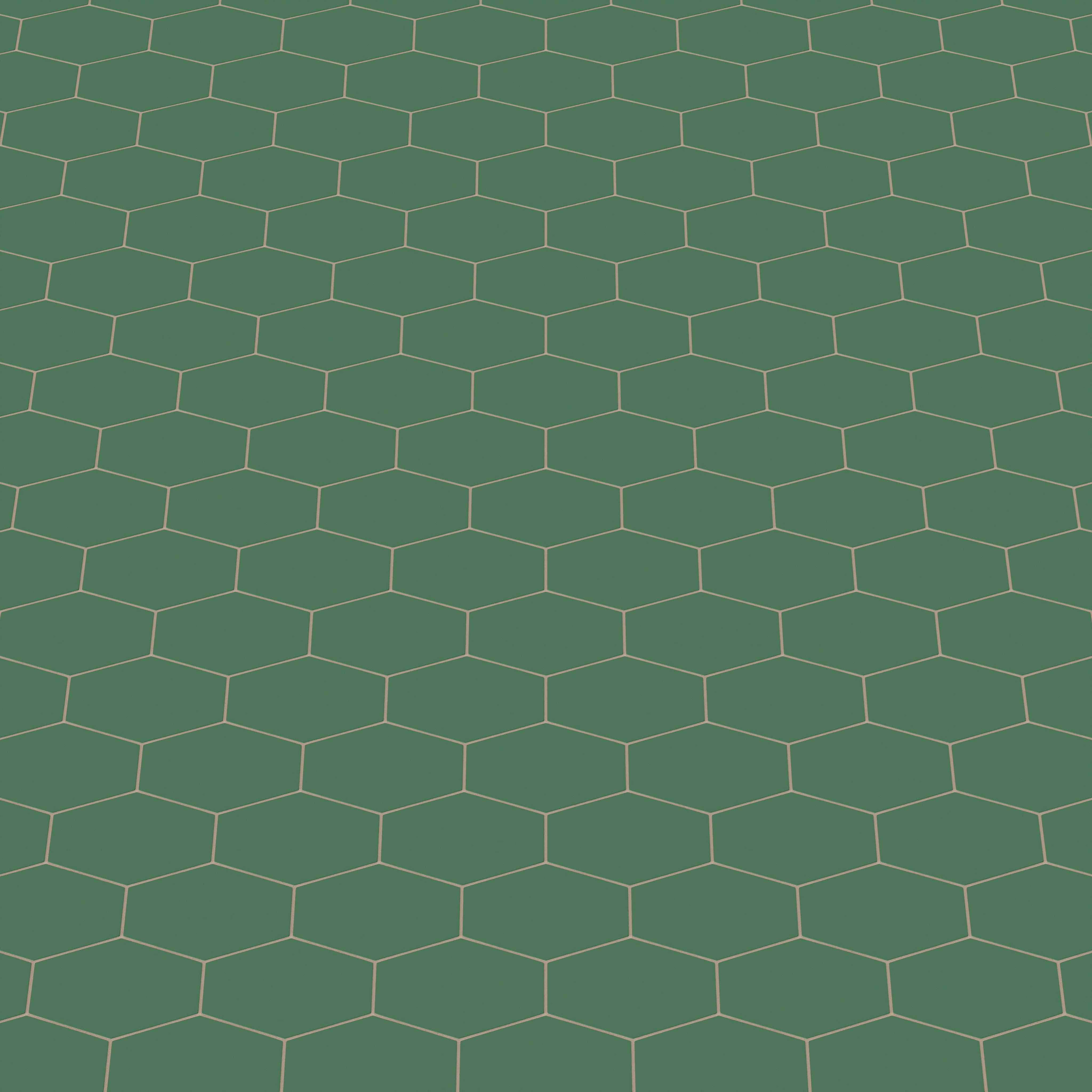 Elongated Hexagon Natural Press Ceramic Tile in Viridian Matte