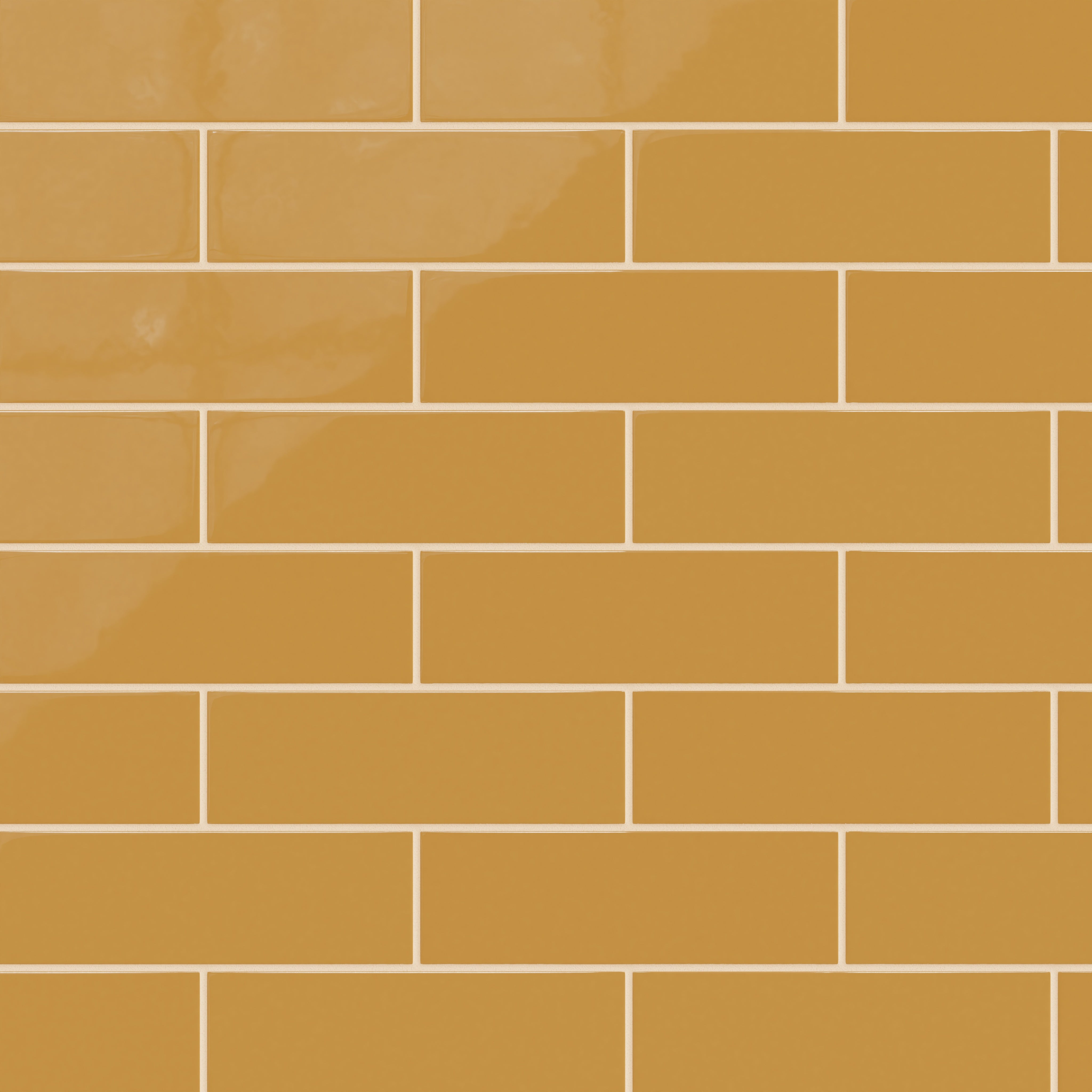 3x9 Natural Press Ceramic Tile in Yellow Ochre Gloss